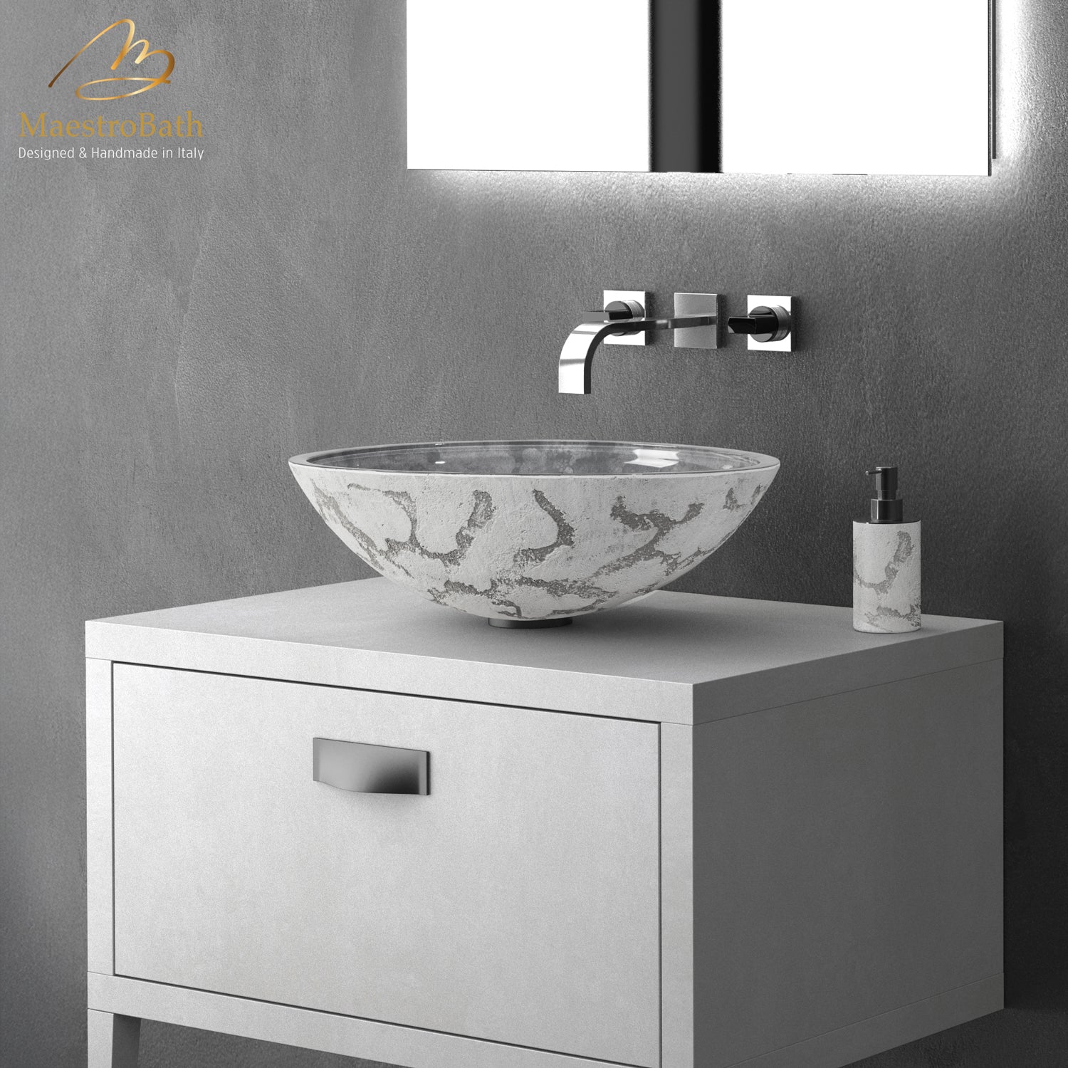 ATELIER LUNA OVAL GREY - Dual Textured Bathroom Vessel Sink