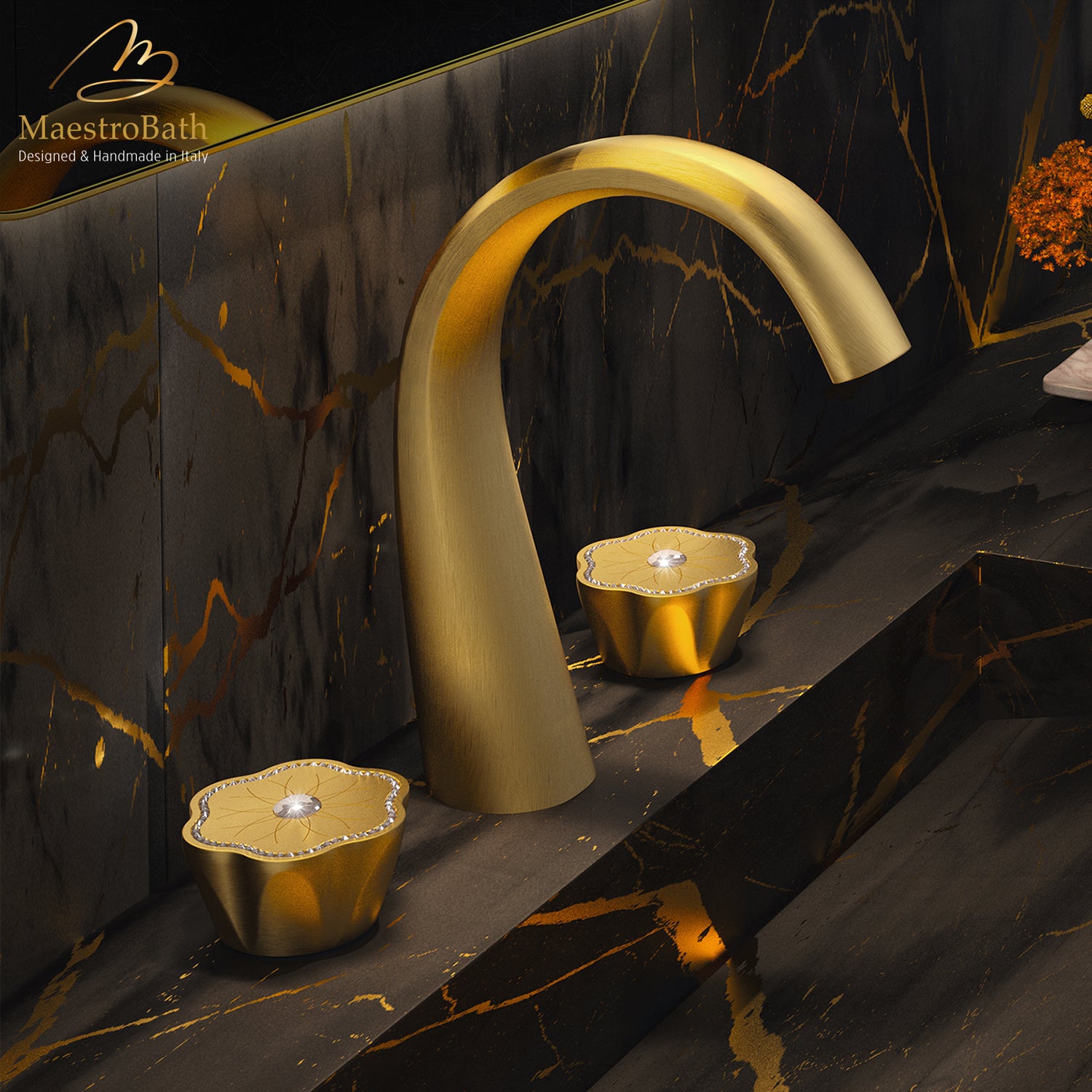 CLODETTE Luxury 3-hole Bathroom Faucet | Brushed Gold