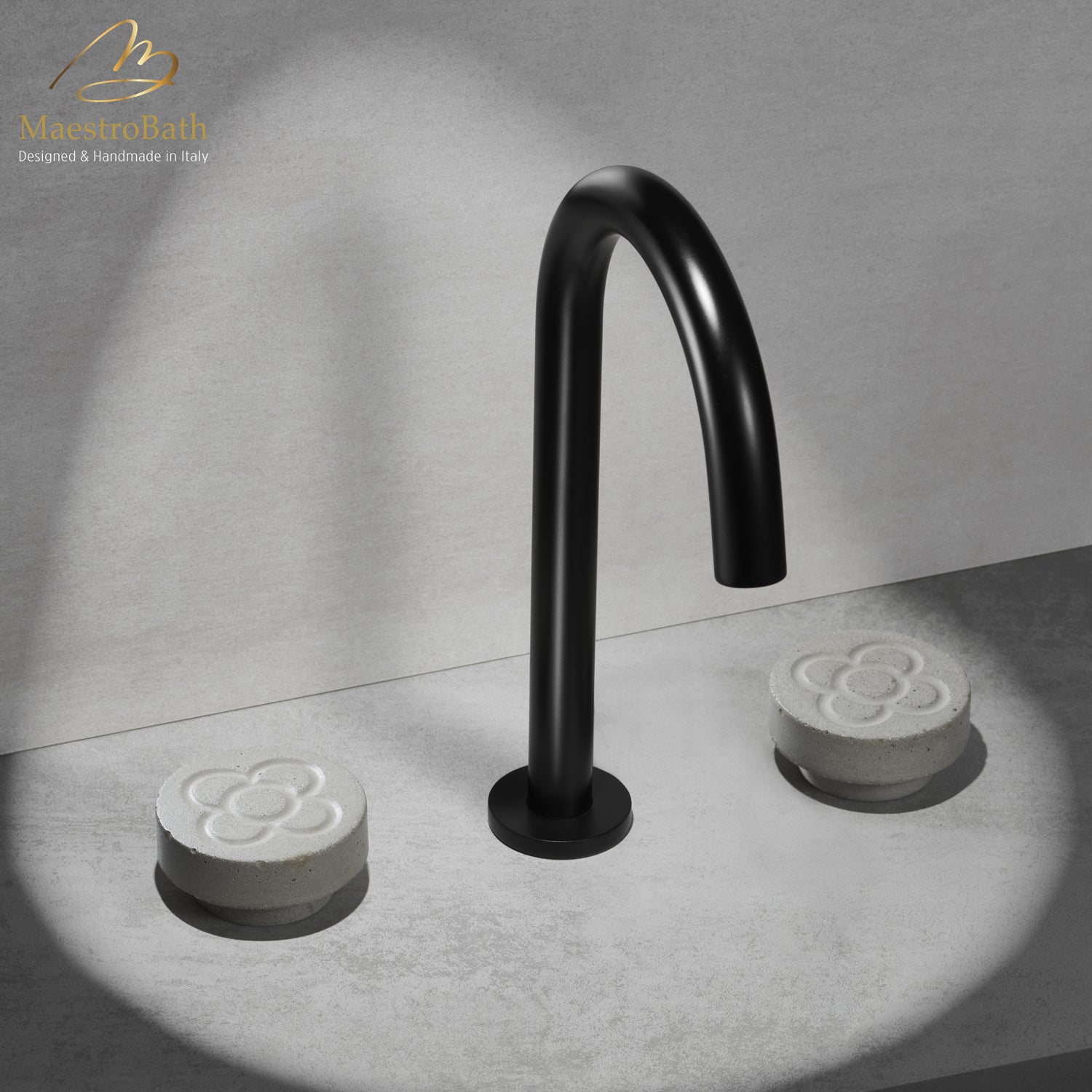 CEMENTO 3-Hole Bathroom Faucet | Black #Handles_concrete