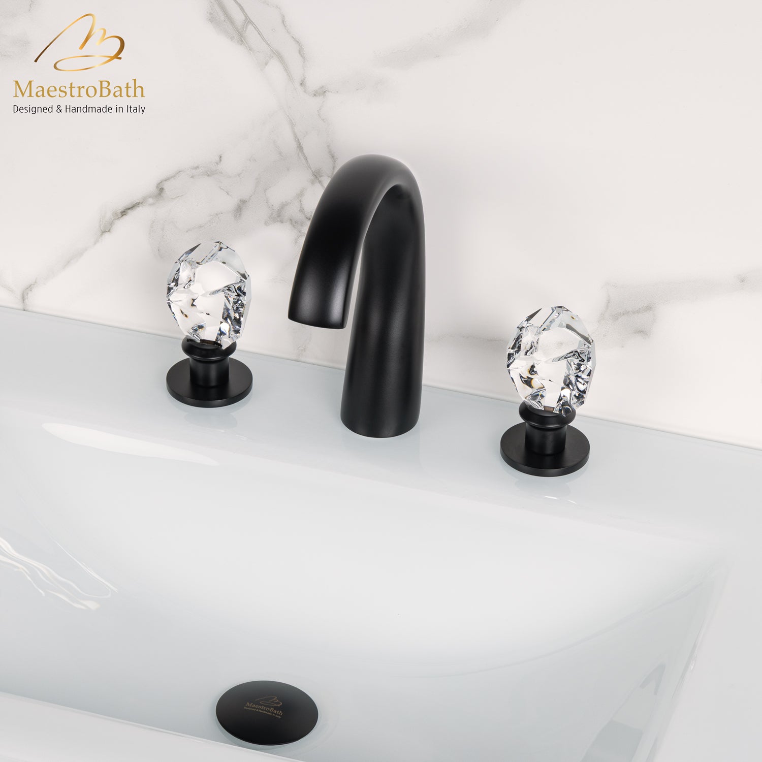 Lux Crystal 3-Hole Bathroom Faucet #color_black