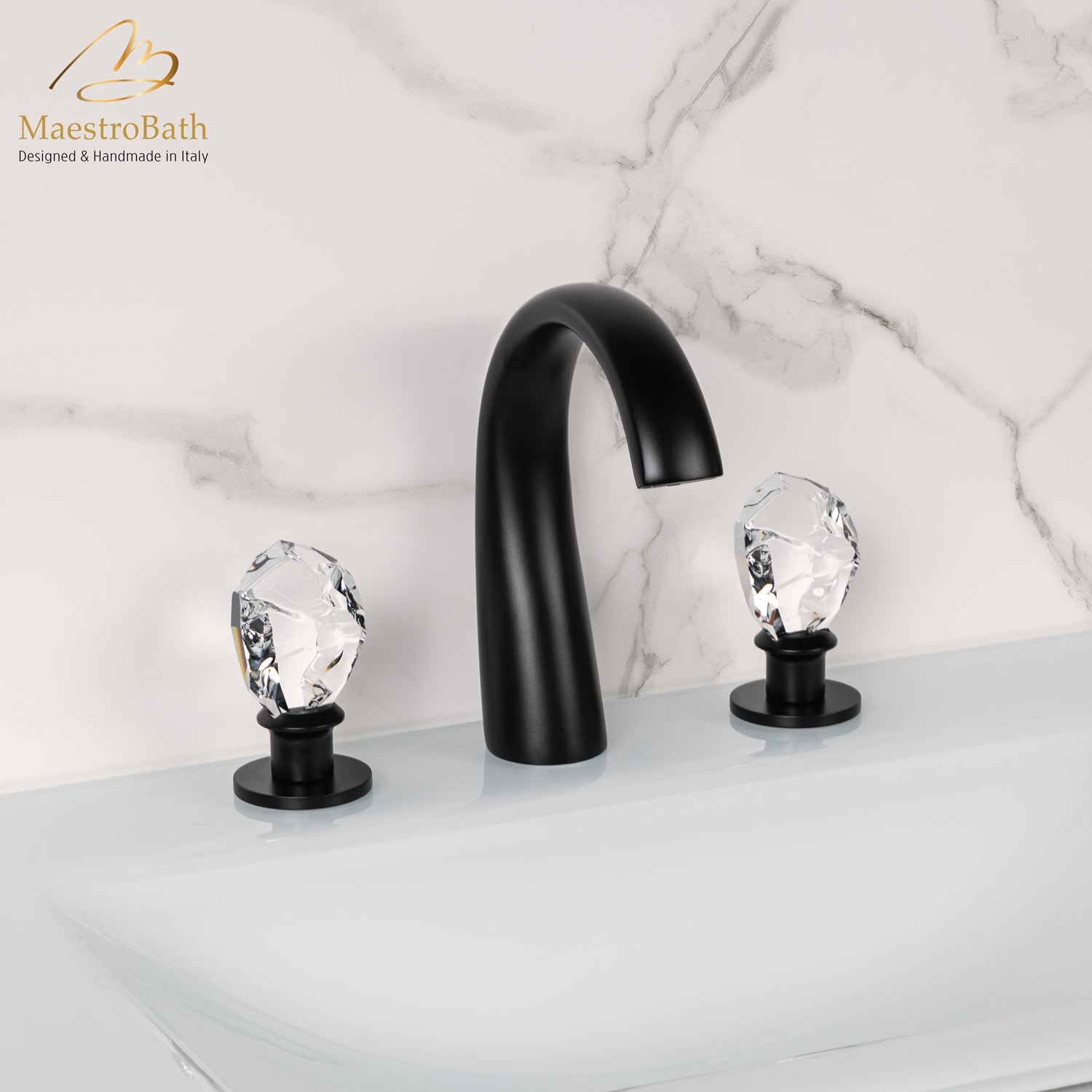 Lux Crystal 3-Hole Bathroom Faucet #color_black