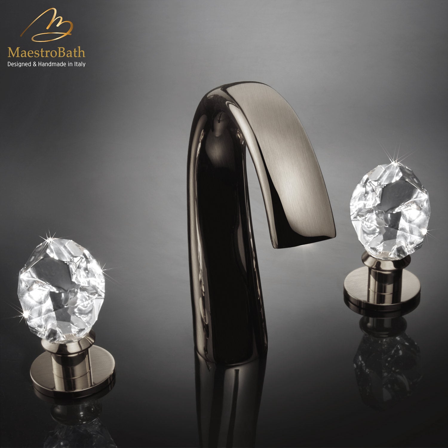 Lux Crystal 3-Hole Bathroom Faucet #color_brushed nickel