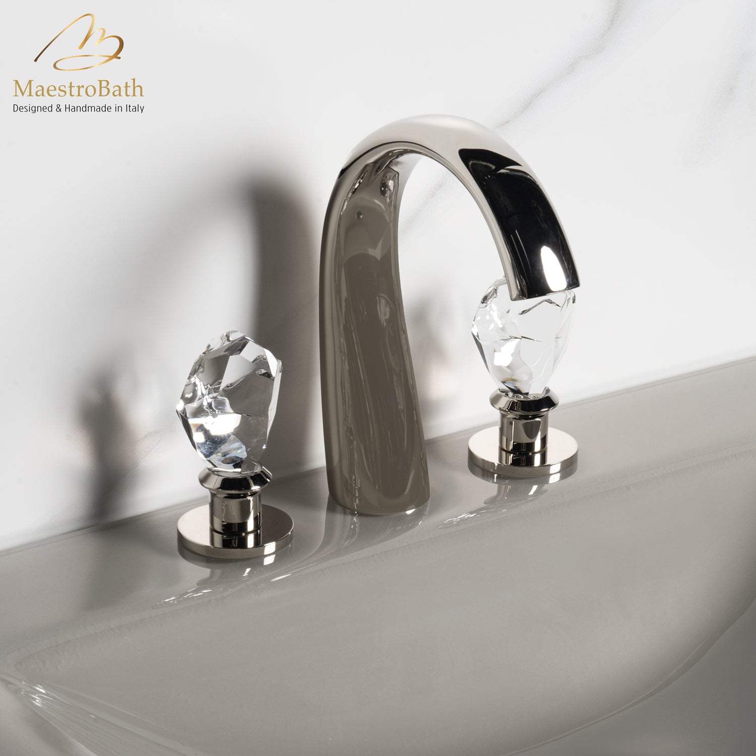 Lux Crystal 3-Hole Bathroom Faucet #color_polished nickel
