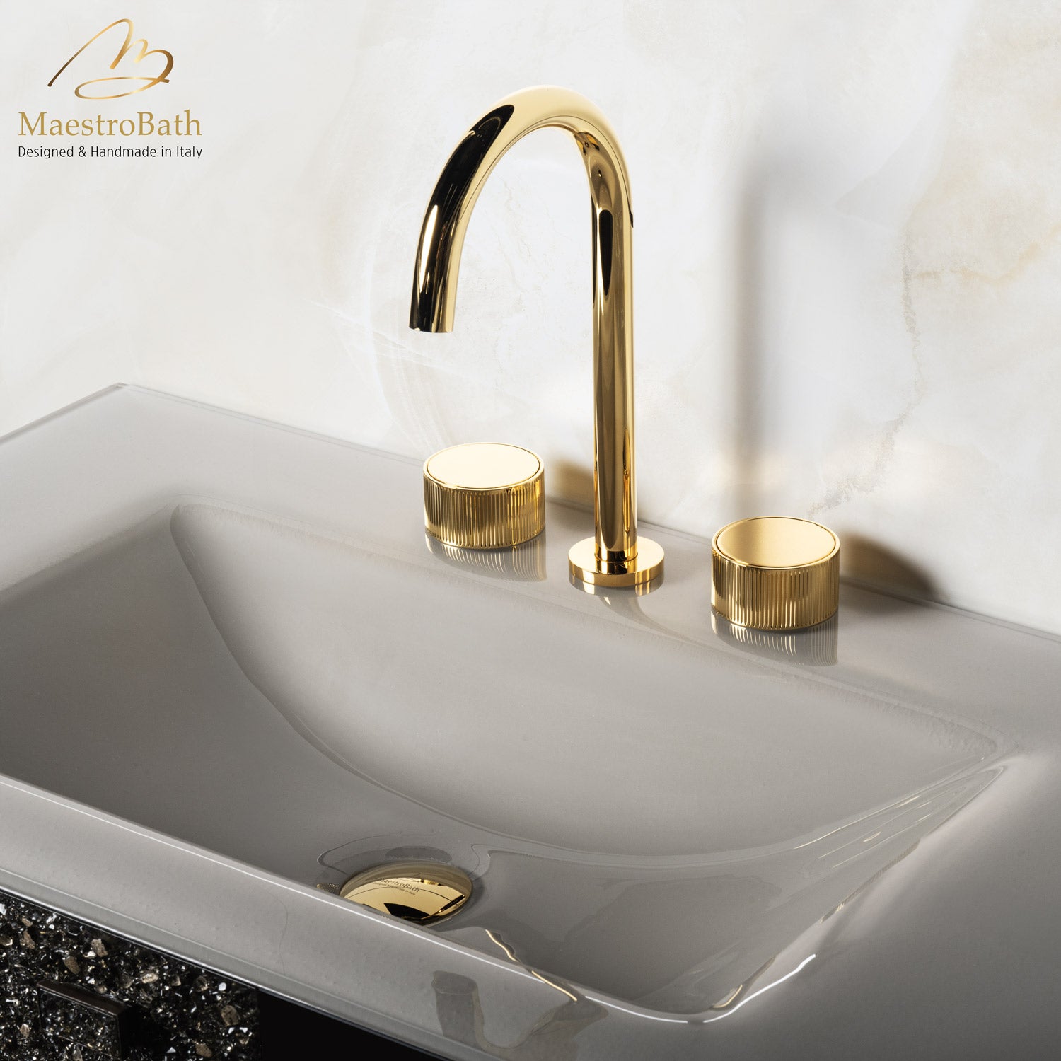 Preziosa Luxury 3-hole Bathroom Faucet #color_polished gold