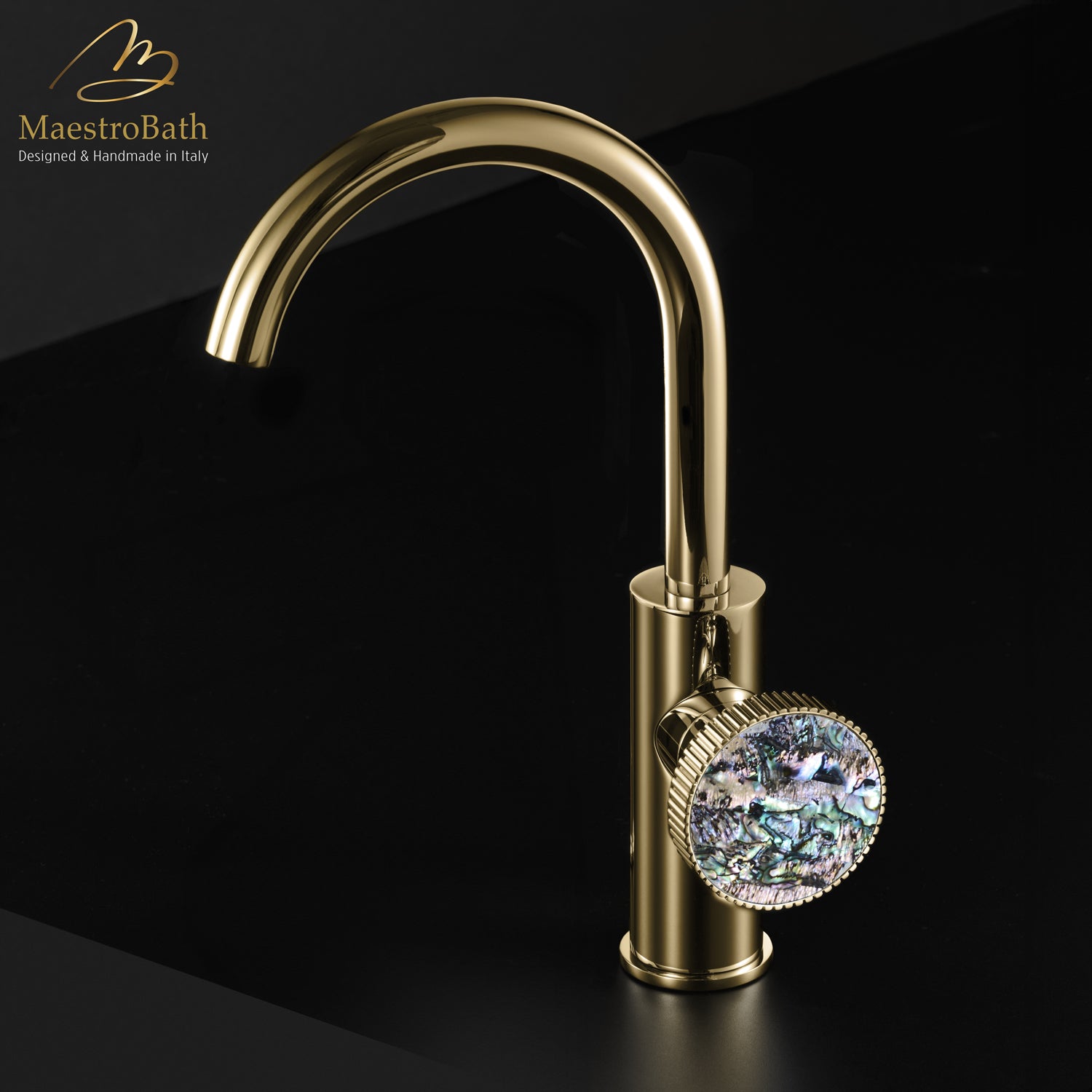 Preziosa Luxury Bathroom Faucet | Polished Gold #handles_Abalone