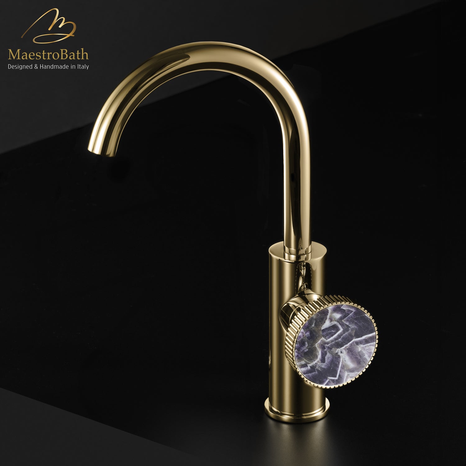 Preziosa Luxury Bathroom Faucet | Polished Gold #handles_Chevron Amethyst