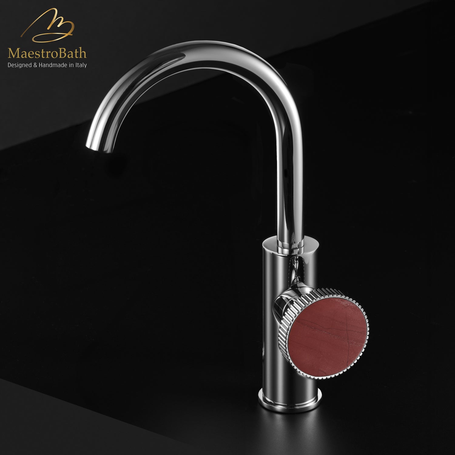 Preziosa Luxury Bathroom Faucet | Polished Chrome #handles_Red Jasper