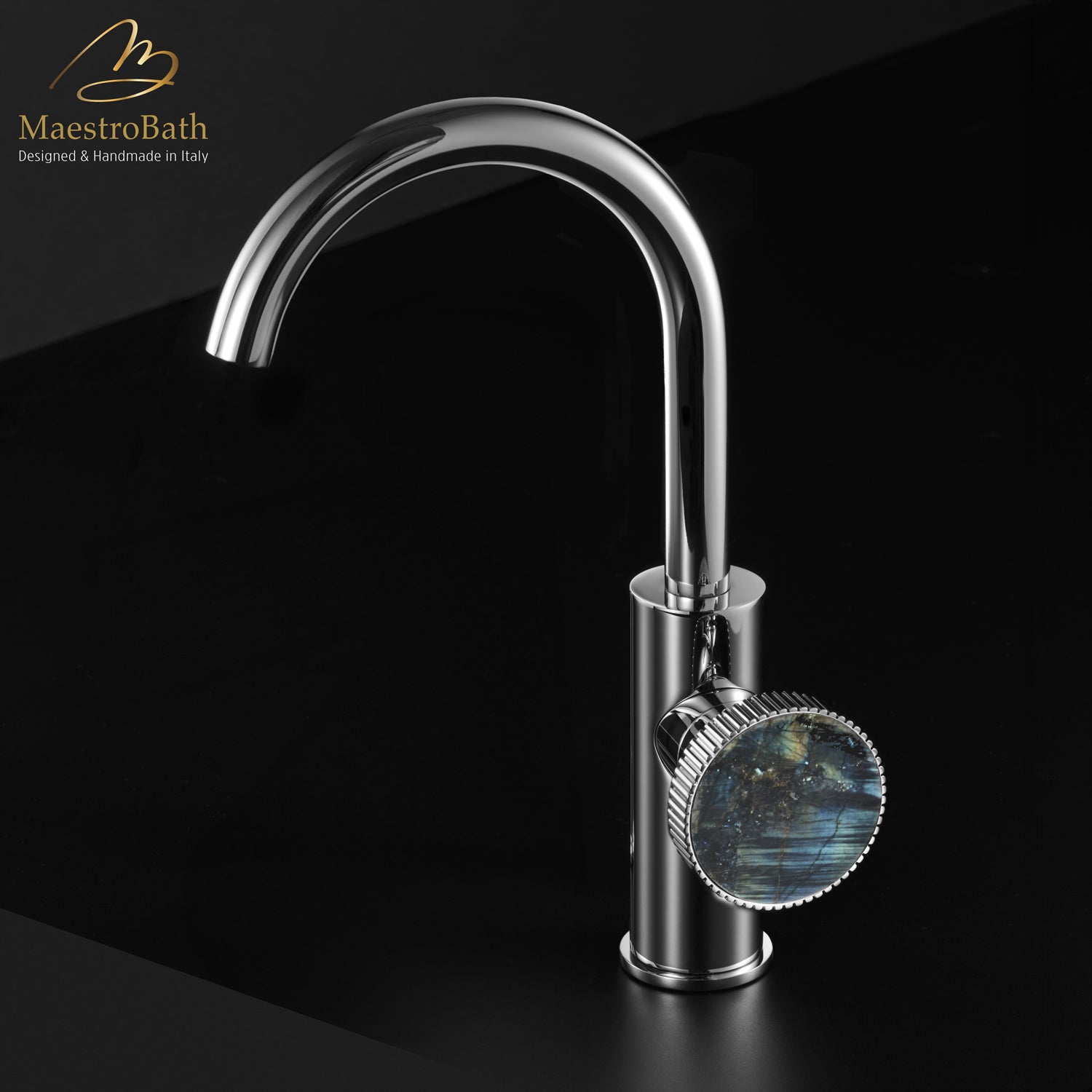 Preziosa Luxury Bathroom Faucet | Polished Chrome #handles_Labradorite