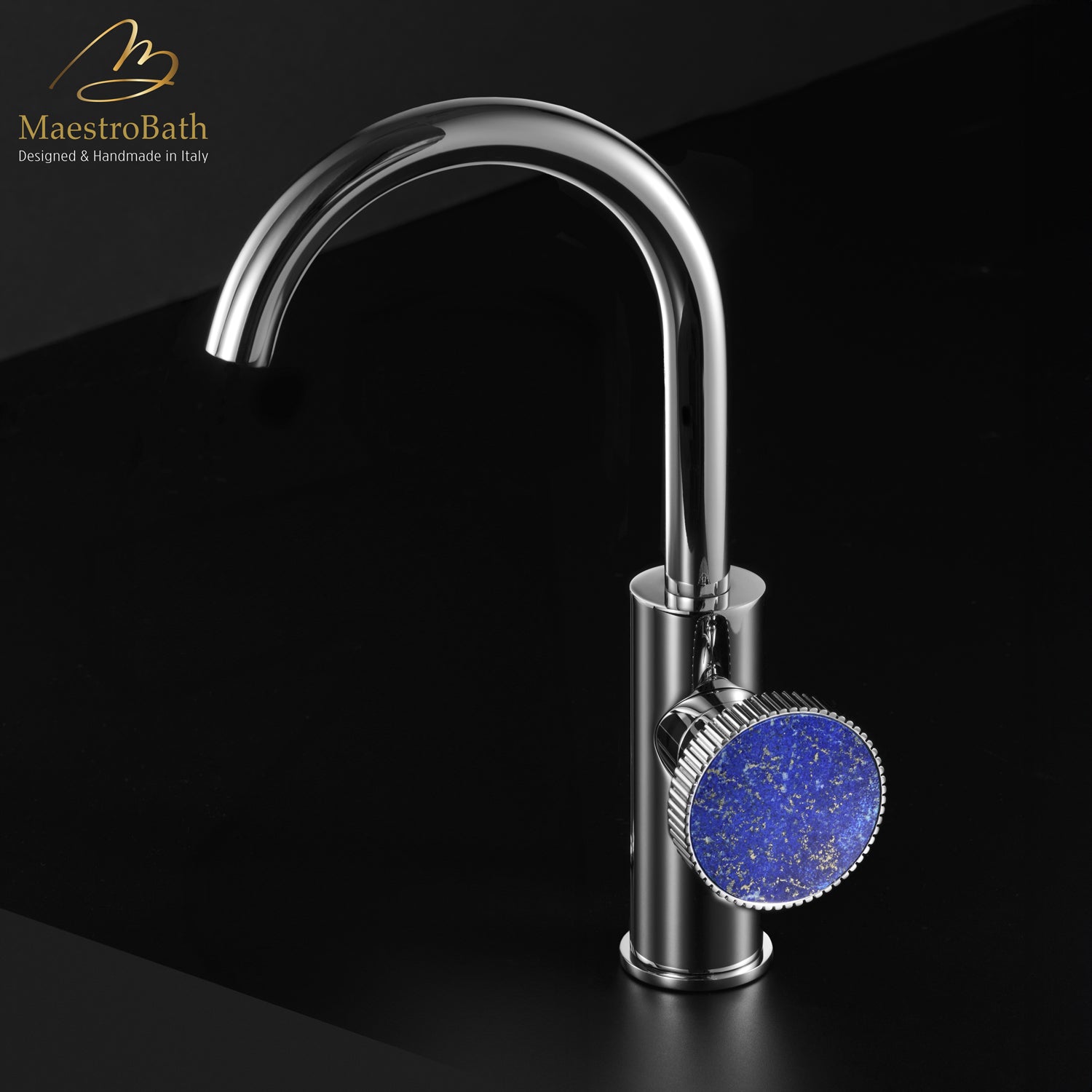 Preziosa Luxury Bathroom Faucet | Polished Chrome #handles_Lapis lazuli
