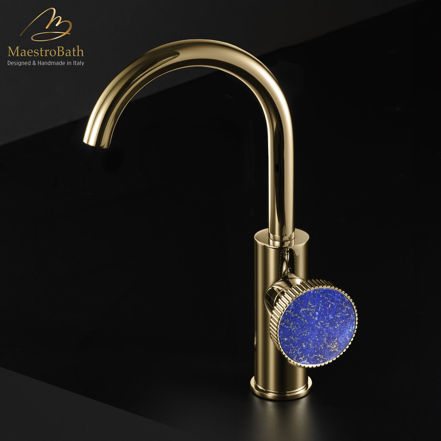 Preziosa Luxury Bathroom Faucet | Polished Gold #handles_Lapis lazuli