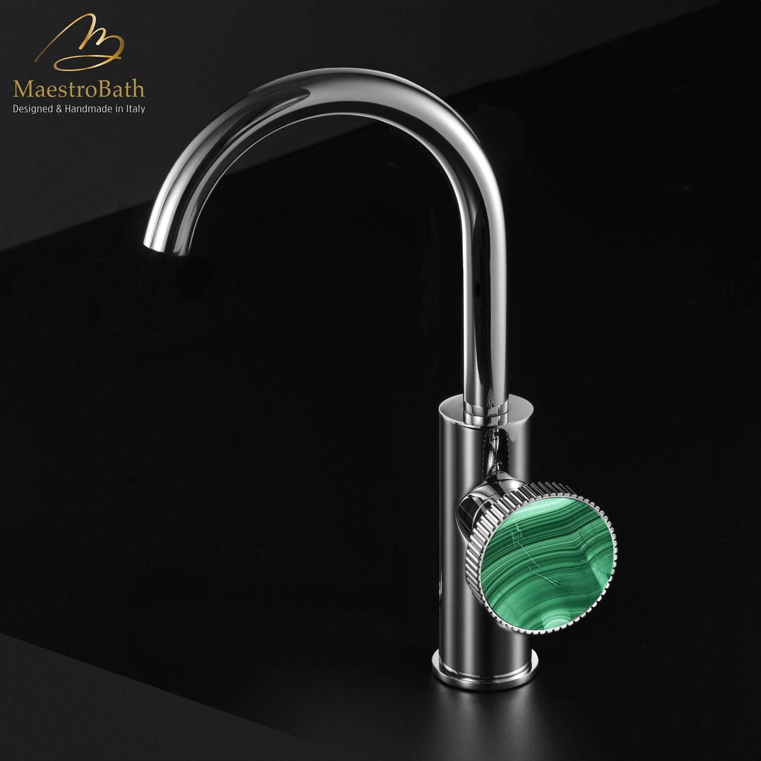 Preziosa Luxury Bathroom Faucet | Polished Chrome #handles_Malachite