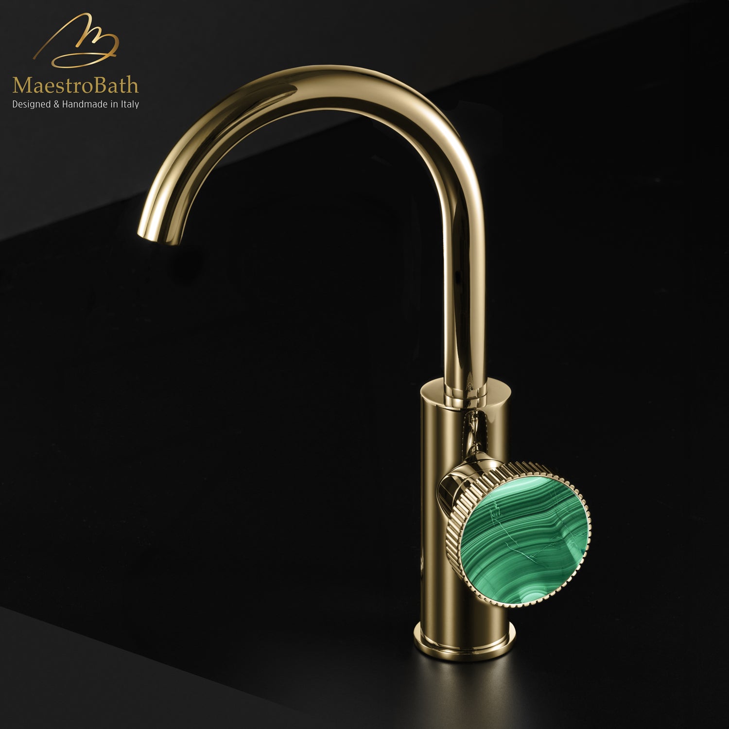 Preziosa Luxury Bathroom Faucet | Polished Gold #handles_Malachite