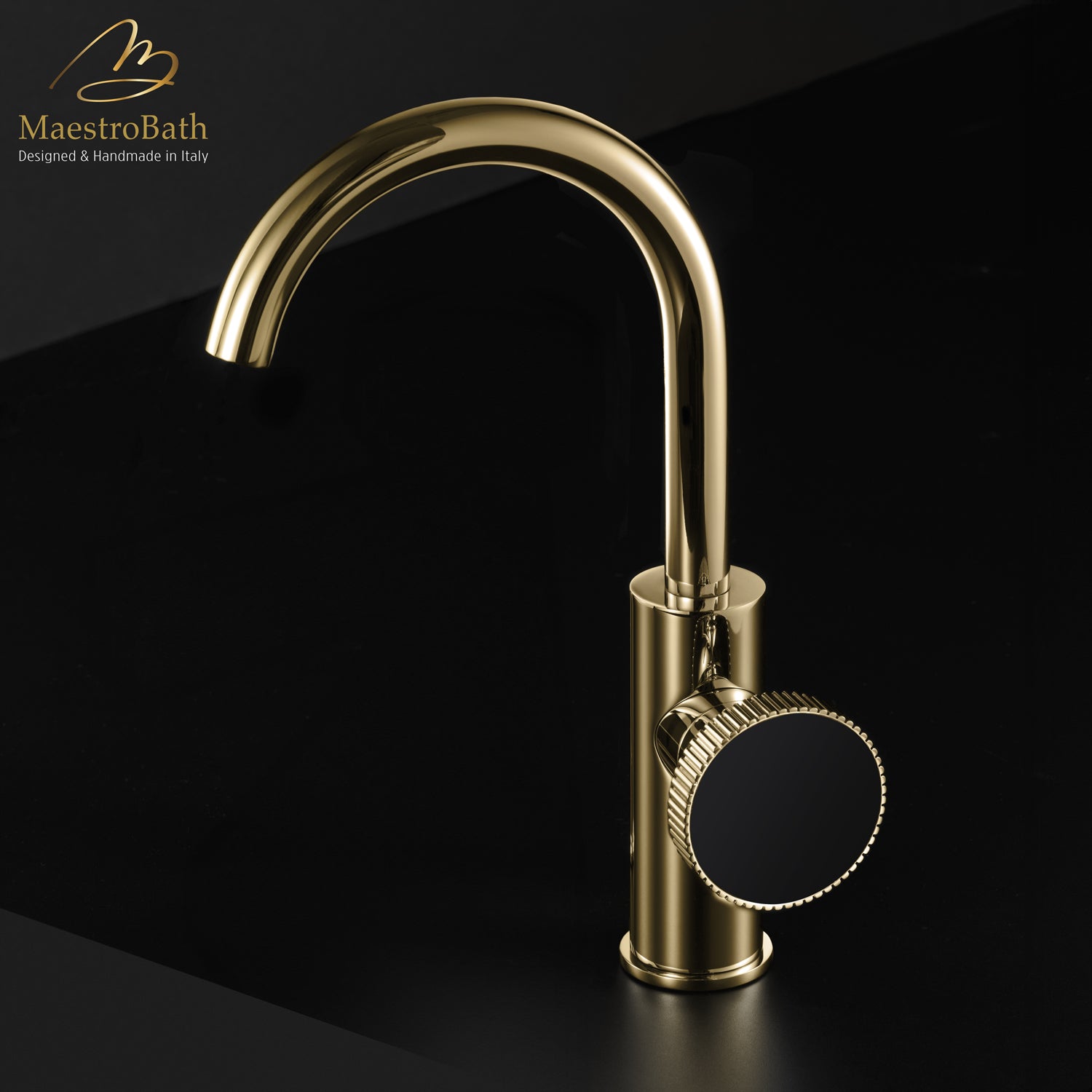 Preziosa Luxury Bathroom Faucet | Polished Gold #handles_Black Obsidian