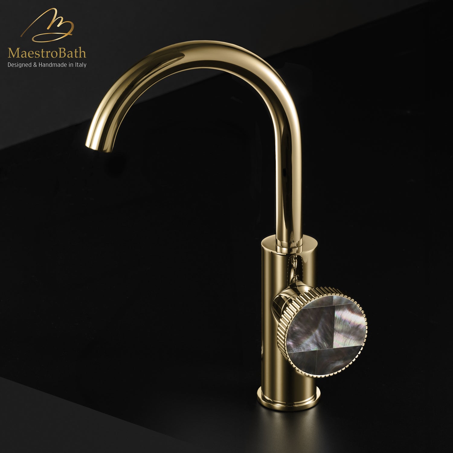 Preziosa Luxury Bathroom Faucet | Polished Gold #handles_Mother of Pearl Grey