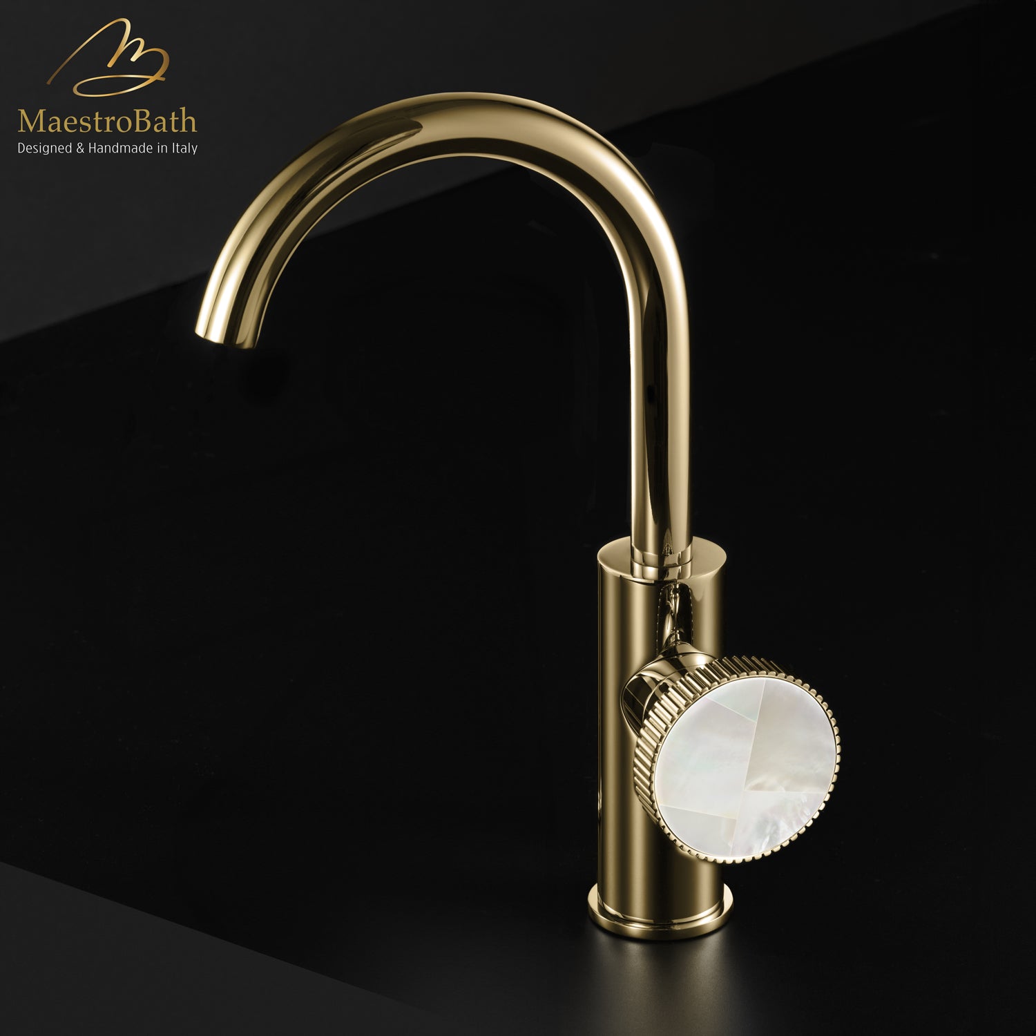Preziosa Luxury Bathroom Faucet | Polished Gold #handles_Mother of Pearl White