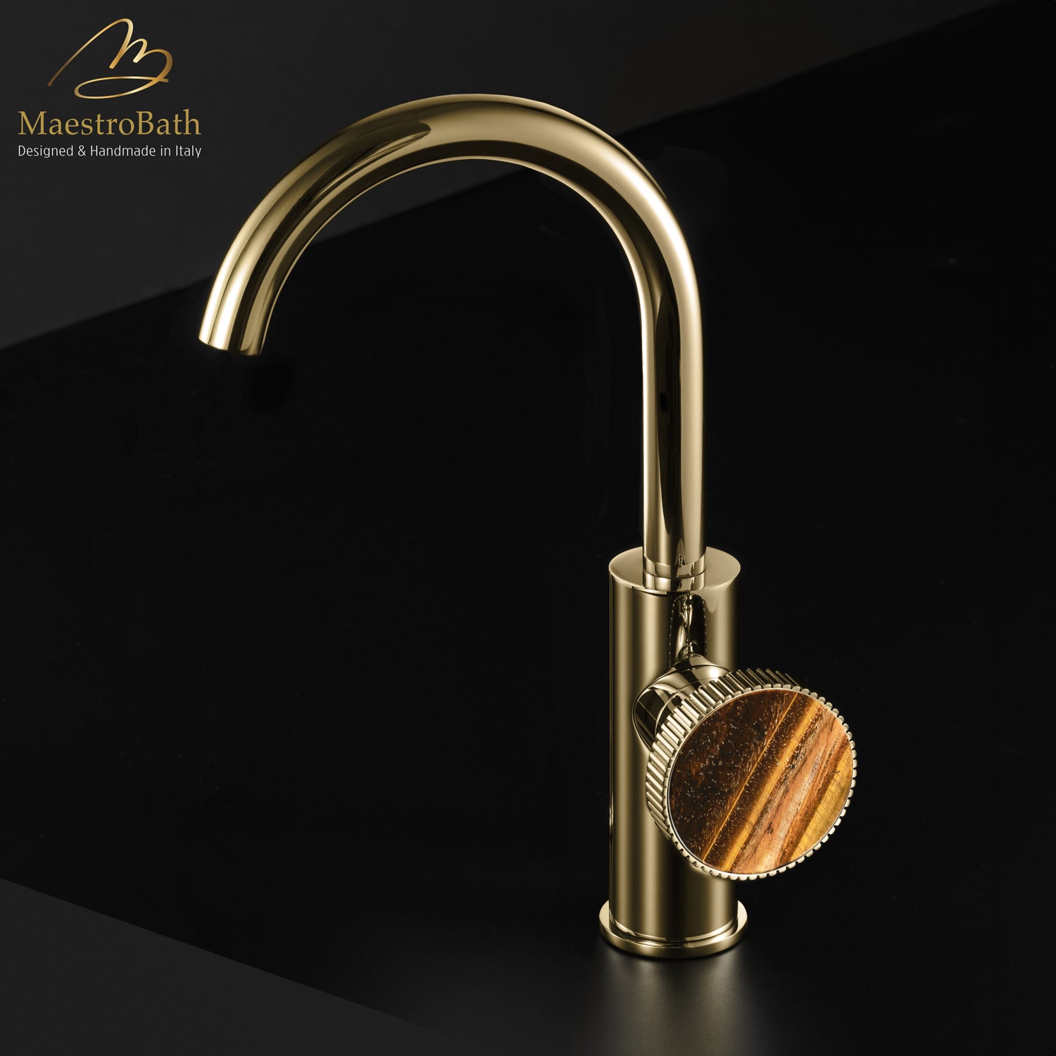 Preziosa Luxury Bathroom Faucet | Polished Gold #handles_Tiger Eye
