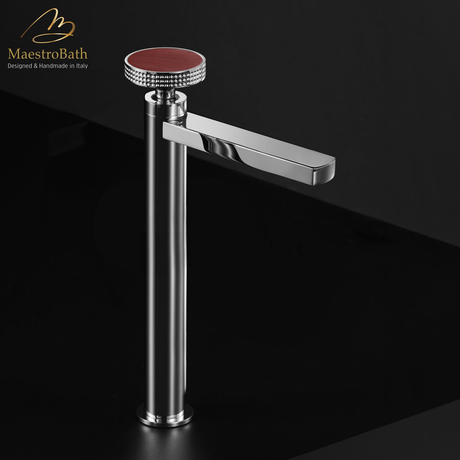 Preziosa Luxury Bathroom Faucet | Polished Chrome #handles_Red Jasper