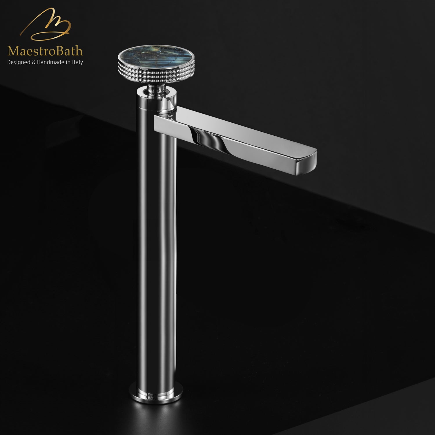 Preziosa Luxury Bathroom Faucet | Polished Chrome #handles_Labradorite