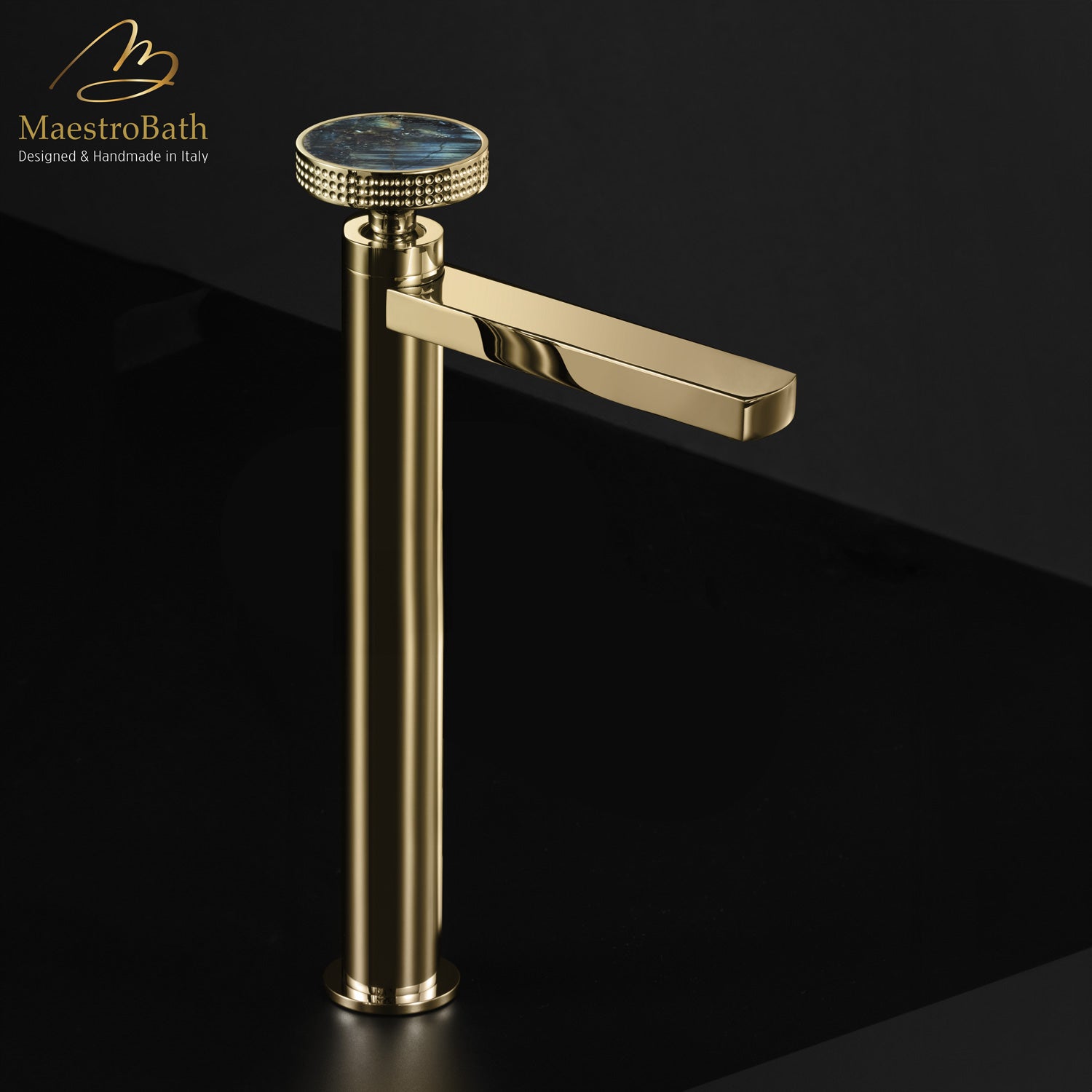 Preziosa Luxury Bathroom Faucet | Polished Gold #handles_Labradorite