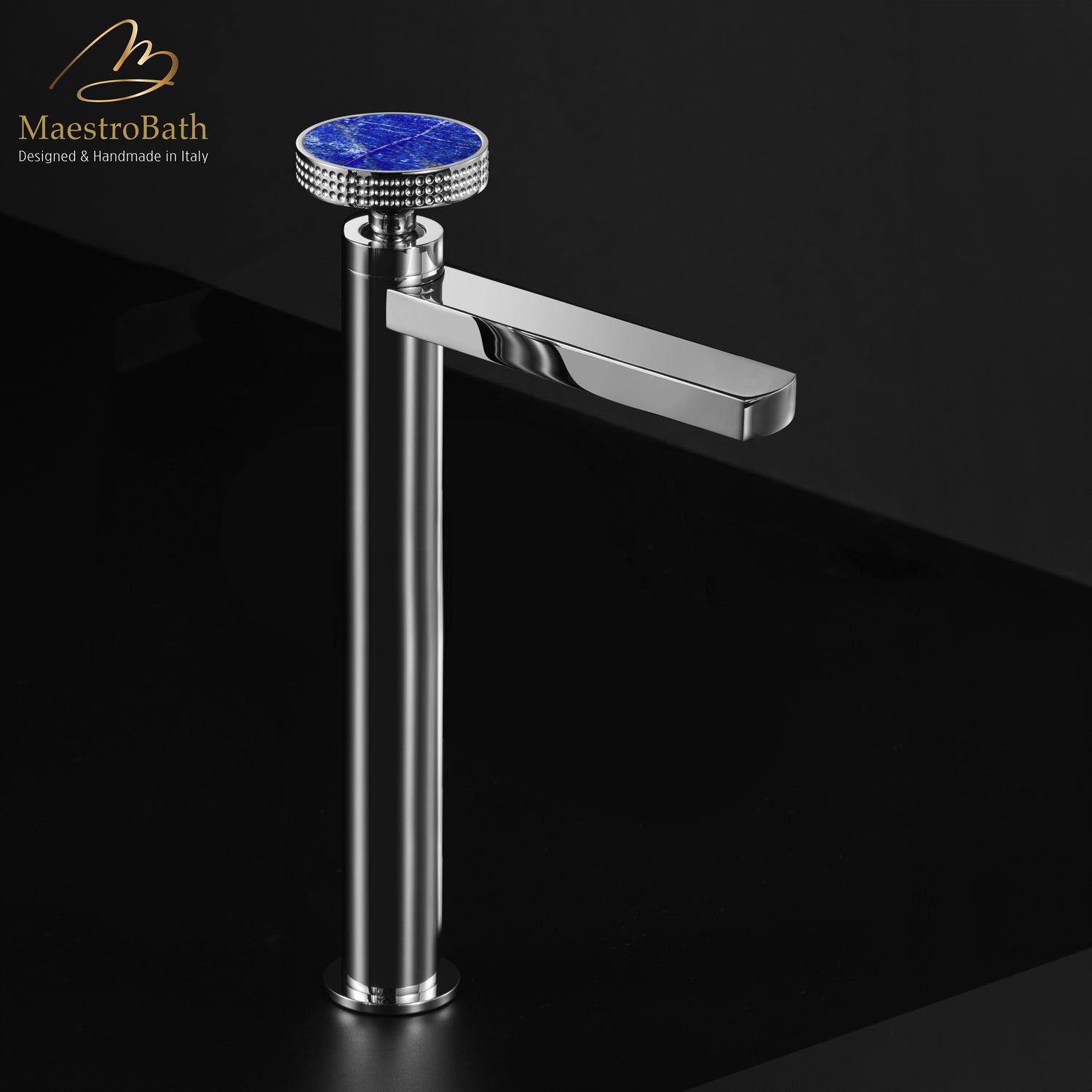 Preziosa Luxury Bathroom Faucet | Polished Chrome #handles_Lapis lazuli