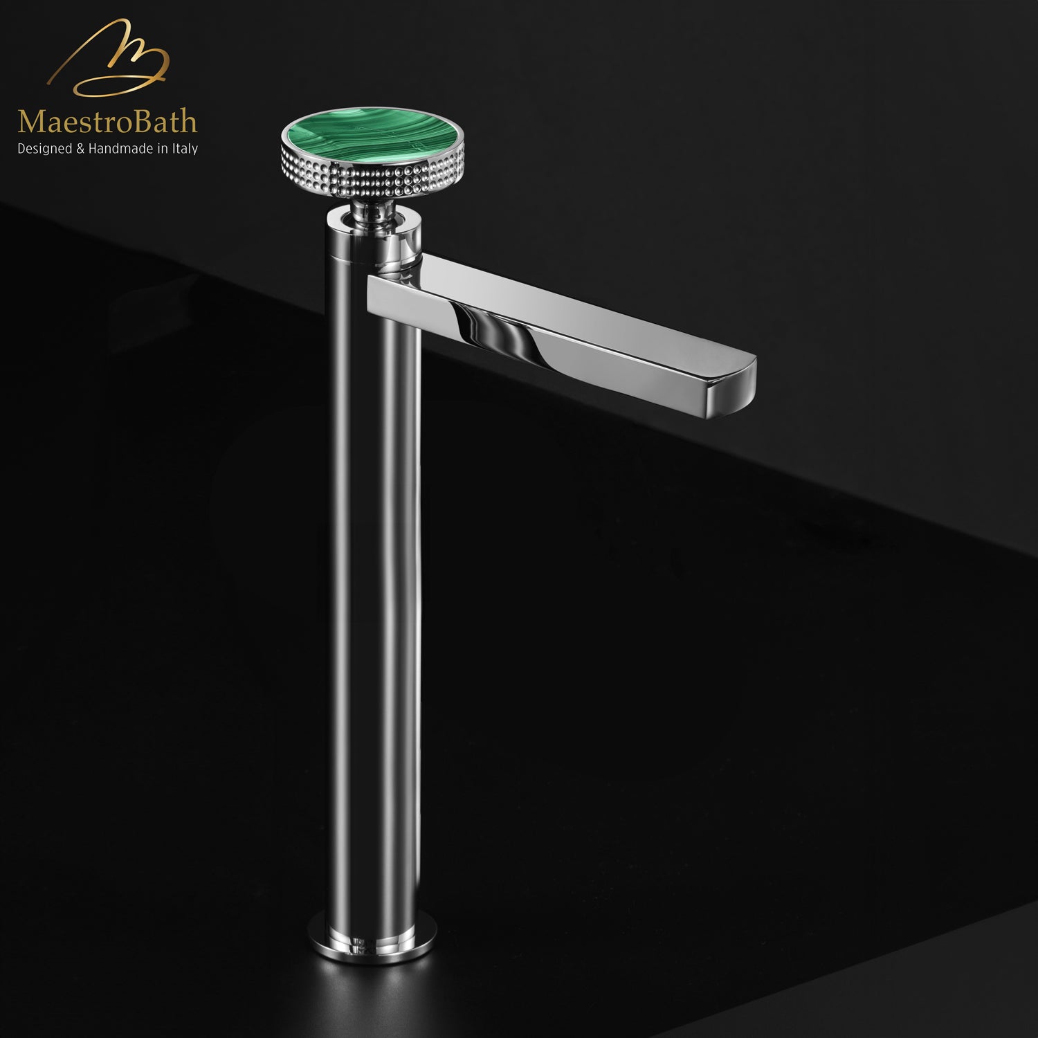 Preziosa Luxury Bathroom Faucet | Polished Chrome #handles_Malachite