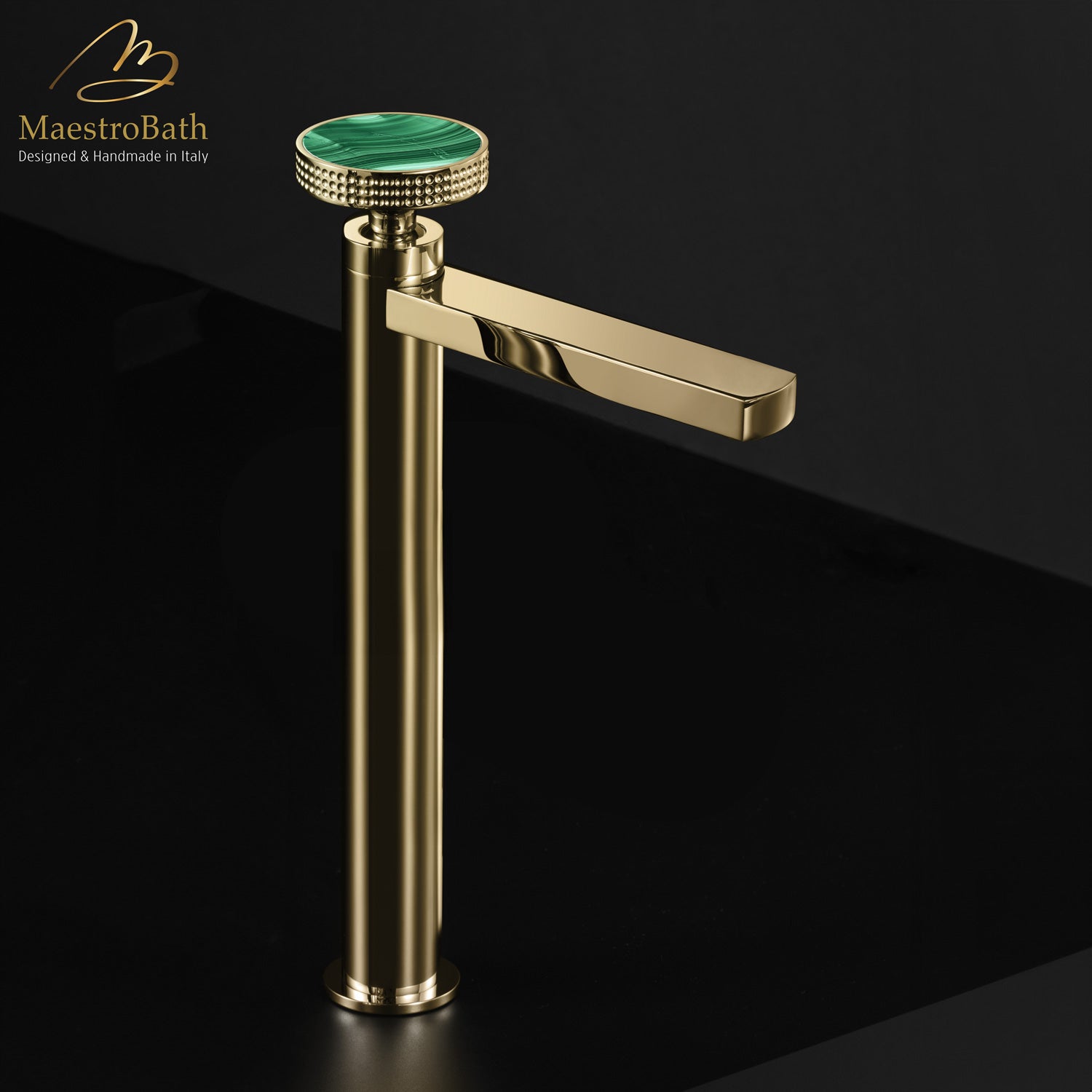 Preziosa Luxury Bathroom Faucet | Polished Chrome #handles_Malachite