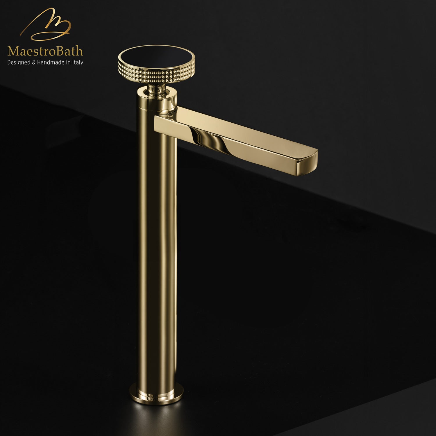 Preziosa Luxury Bathroom Faucet | Polished Gold #handles_Black Obsidian