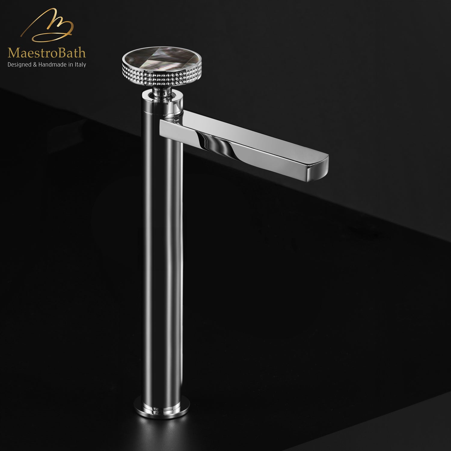 Preziosa Luxury Bathroom Faucet | Polished Chrome #handles_Mother of Pearl Grey