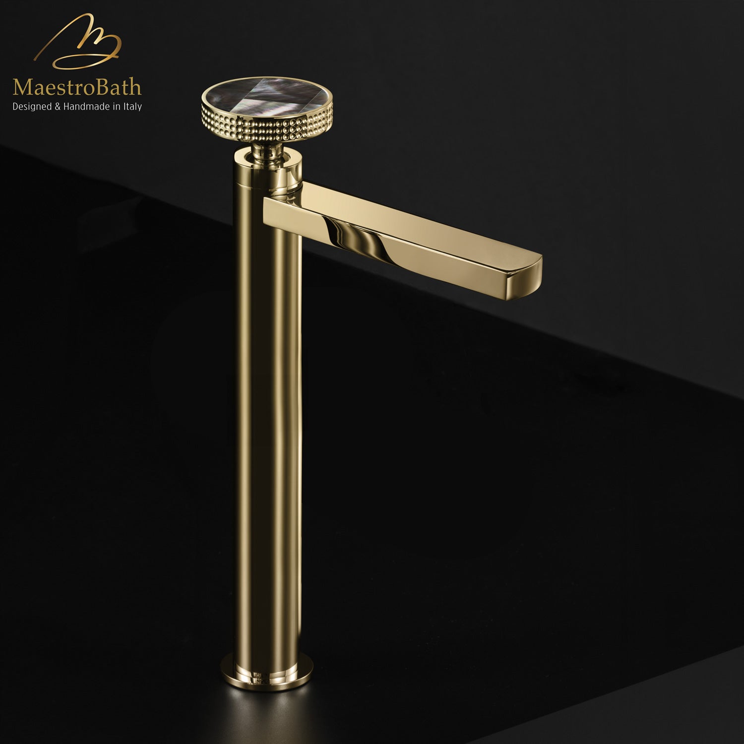 Preziosa Luxury Bathroom Faucet | Polished Gold #handles_Mother of Pearl Grey