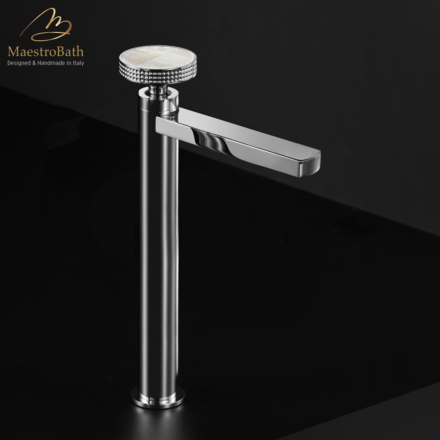 Preziosa Luxury Bathroom Faucet | Polished Chrome #handles_Mother of Pearl White