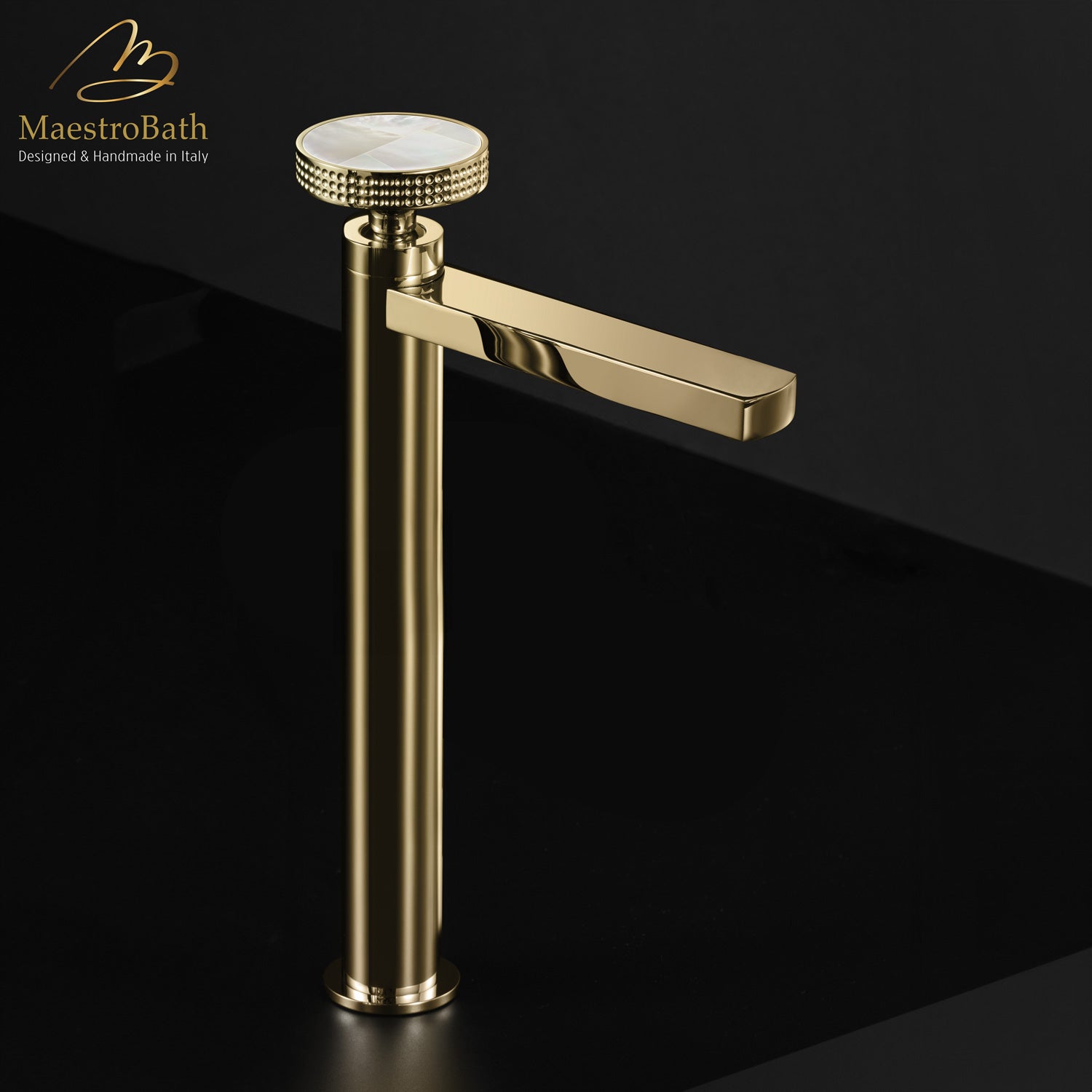 Preziosa Luxury Bathroom Faucet | Polished Gold #handles_Mother of Pearl White