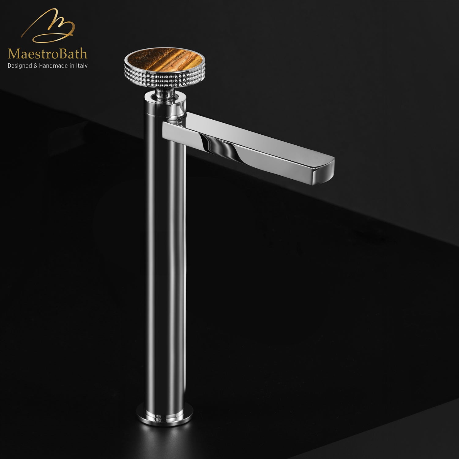 Preziosa Luxury Bathroom Faucet | Polished Chrome #handles_Tiger Eye
