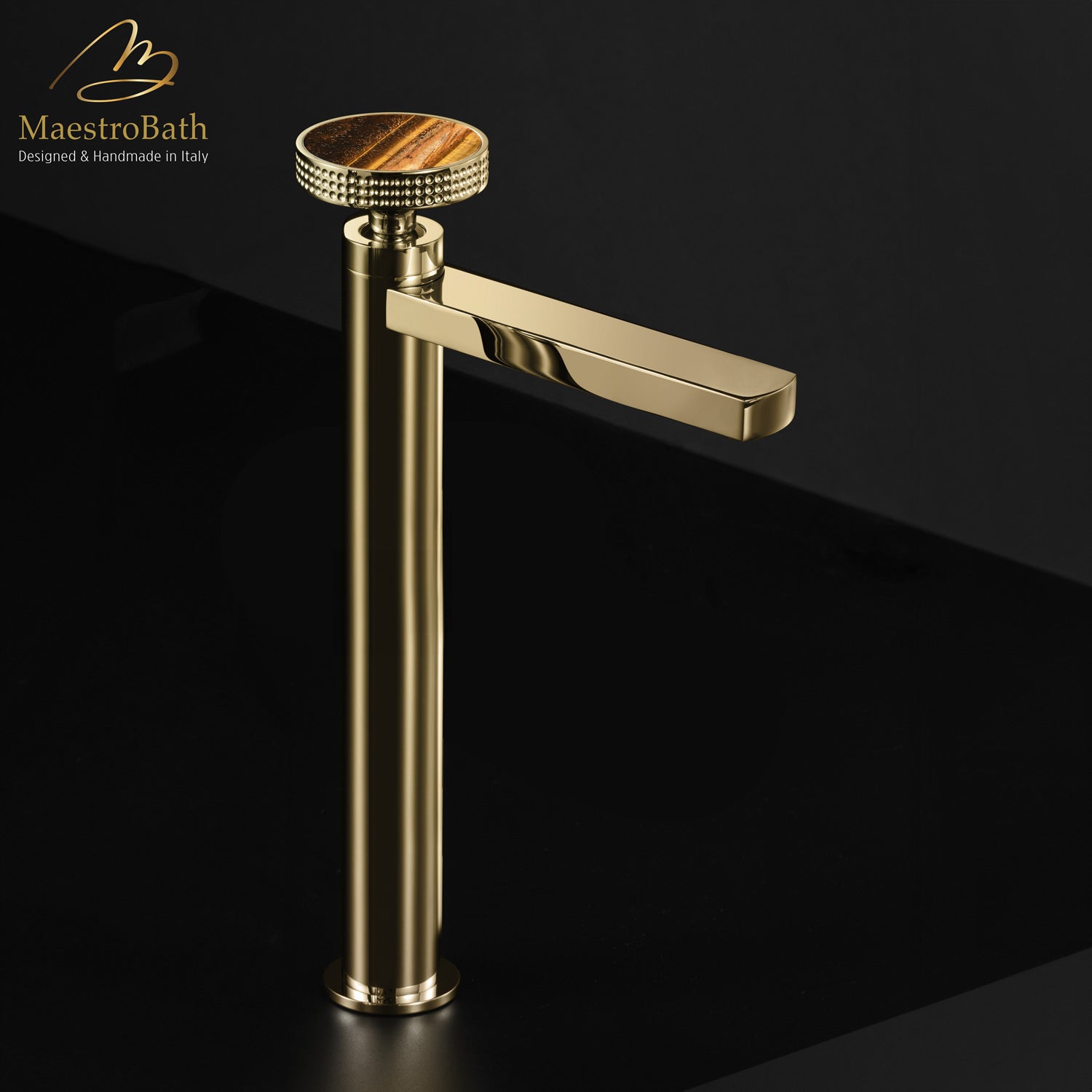 Preziosa Luxury Bathroom Faucet | Polished Gold #handles_Tiger Eye