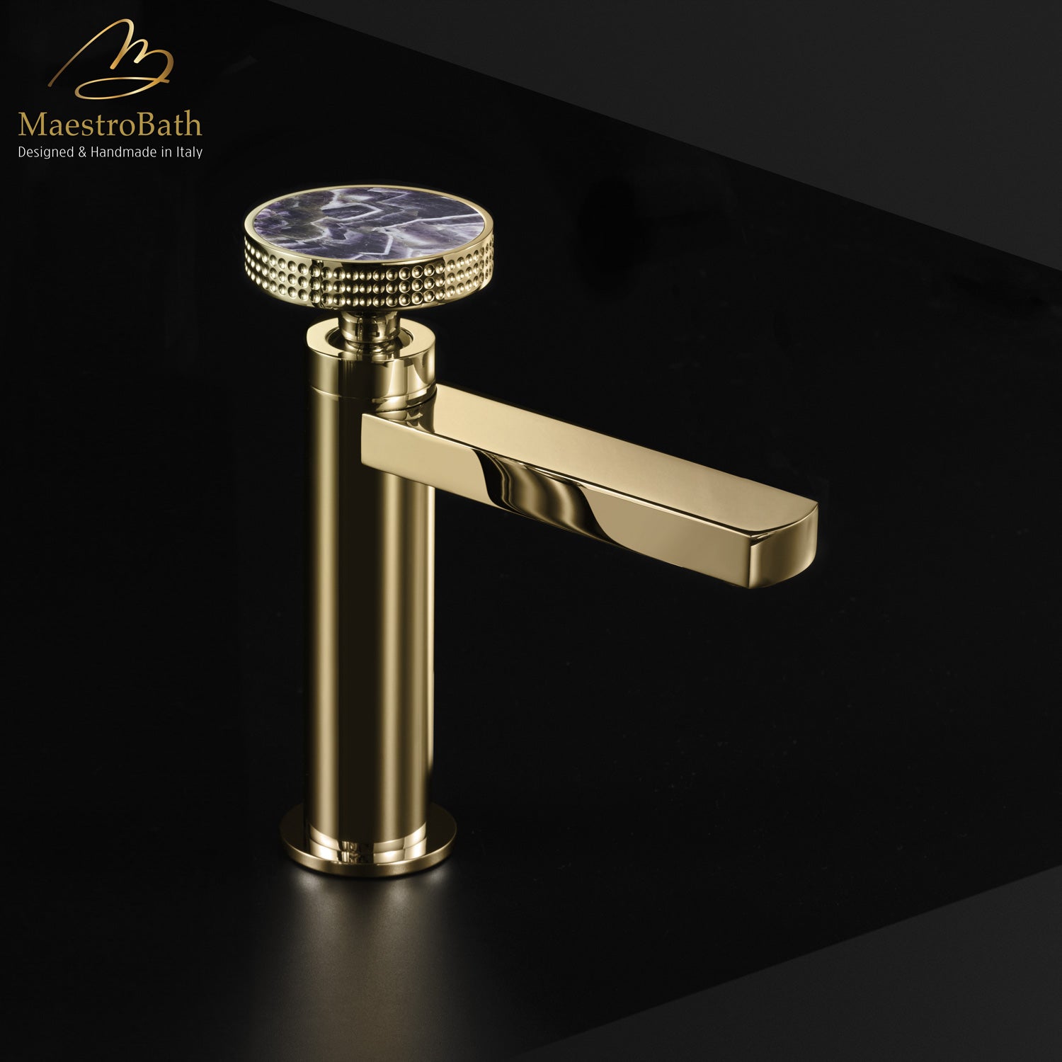 Preziosa Luxury Bathroom Faucet | Polished Gold #handles_Chevron Amethyst