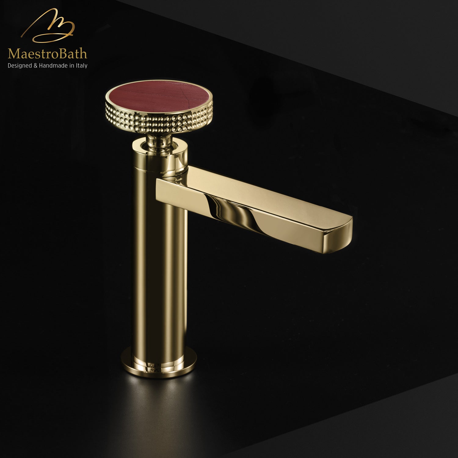 Preziosa Luxury Bathroom Faucet | Polished Gold #handles_Red Jasper