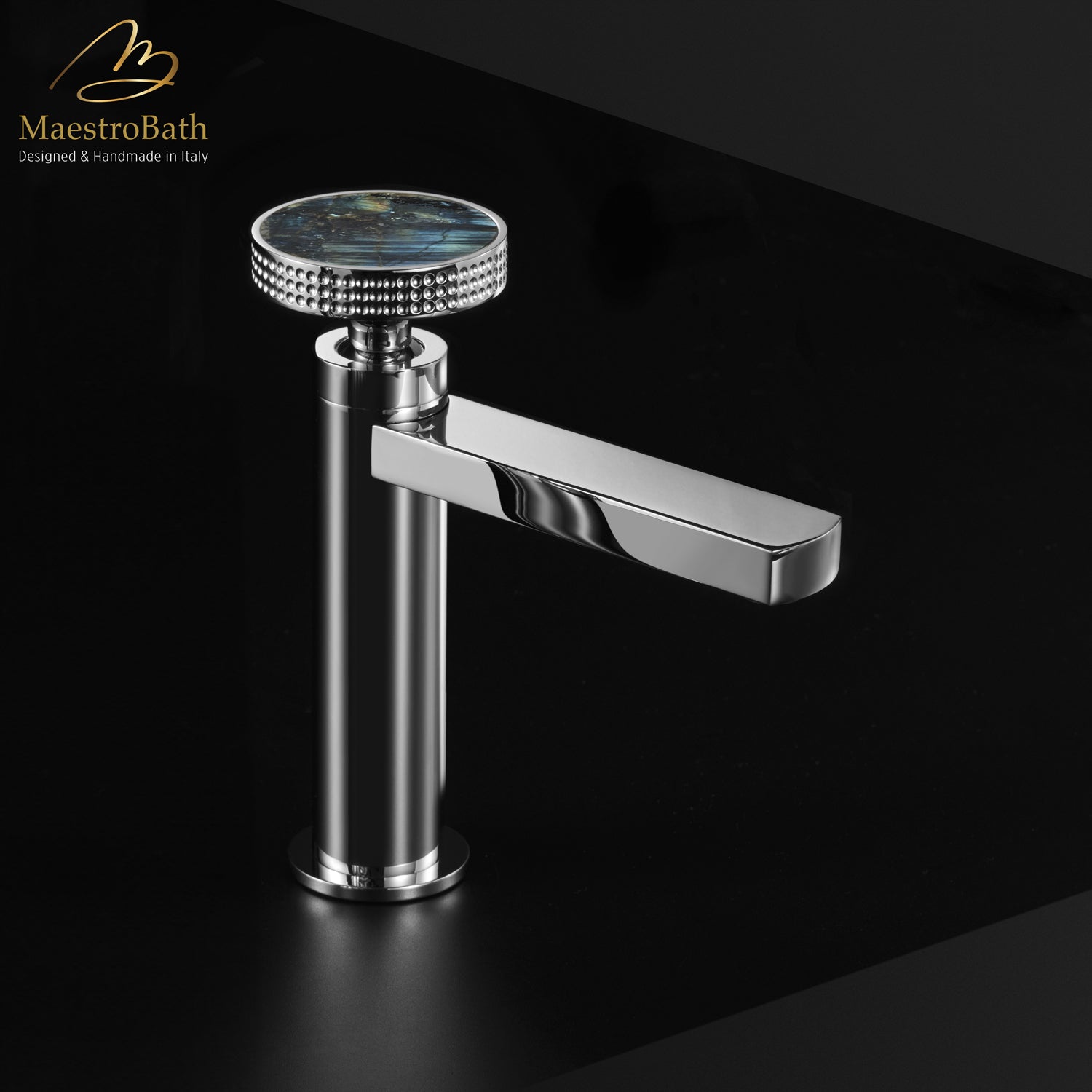 Preziosa Luxury Bathroom Faucet | Polished Chrome #handles_Labradorite