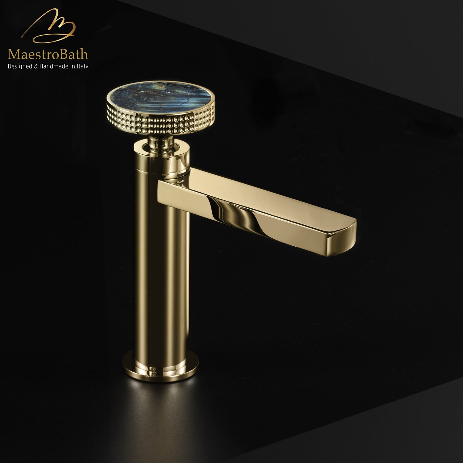 Preziosa Luxury Bathroom Faucet | Polished Gold #handles_Labradorite