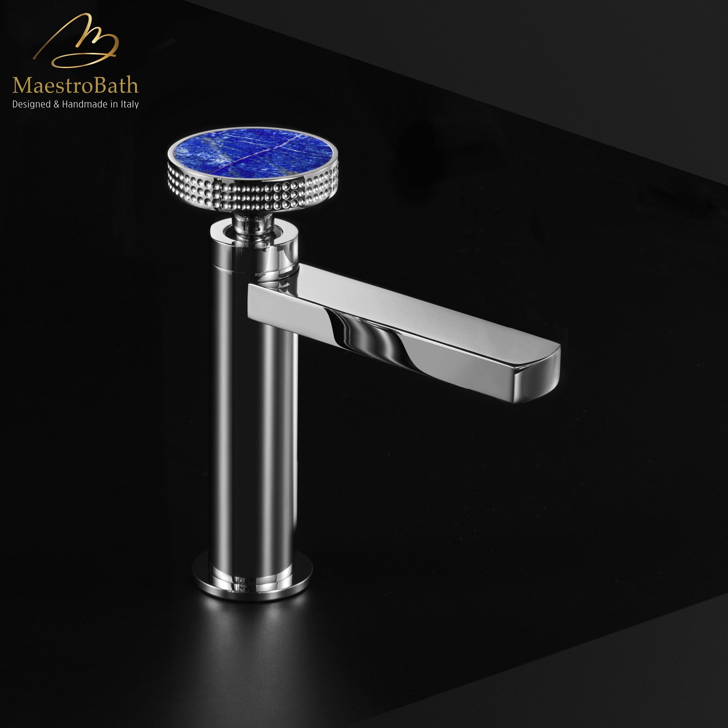 Preziosa Luxury Bathroom Faucet | Polished Chrome #handles_Lapis lazuli