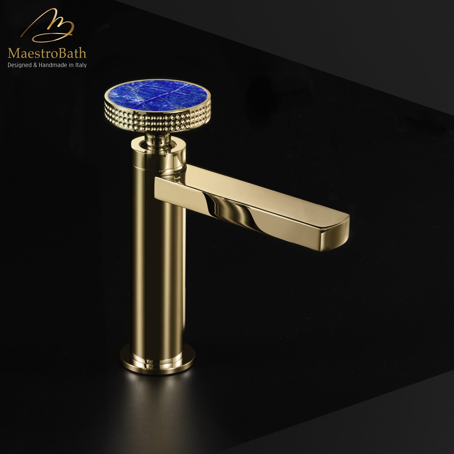Preziosa Luxury Bathroom Faucet | Polished Gold #handles_Lapis lazuli