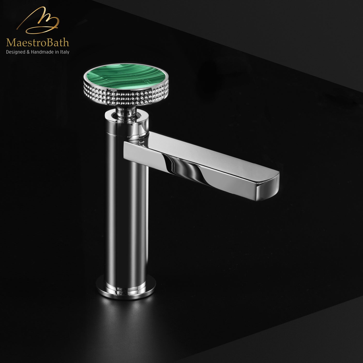 Preziosa Luxury Bathroom Faucet | Polished Chrome #handles_Malachite