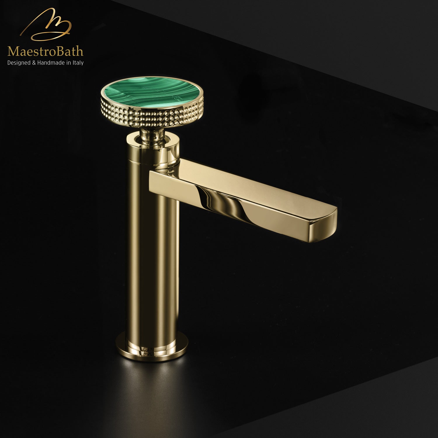 Preziosa Luxury Bathroom Faucet | Polished Gold #handles_Malachite