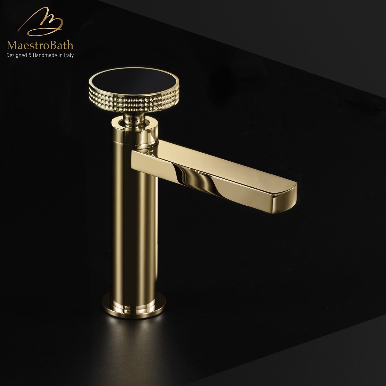 Preziosa Luxury Bathroom Faucet | Polished Gold #handles_Black Obsidian