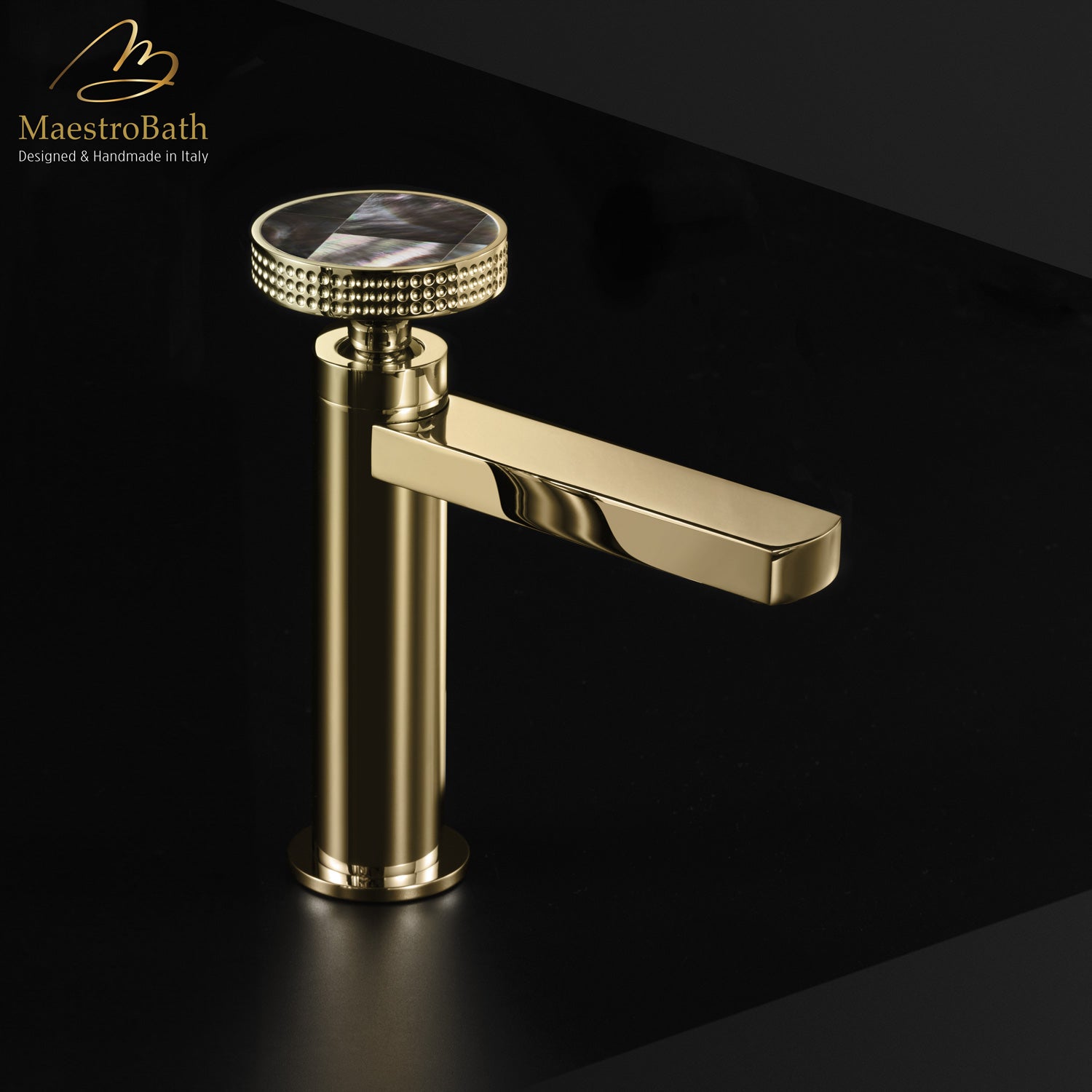 Preziosa Luxury Bathroom Faucet | Polished Gold #handles_Mother of Pearl Grey