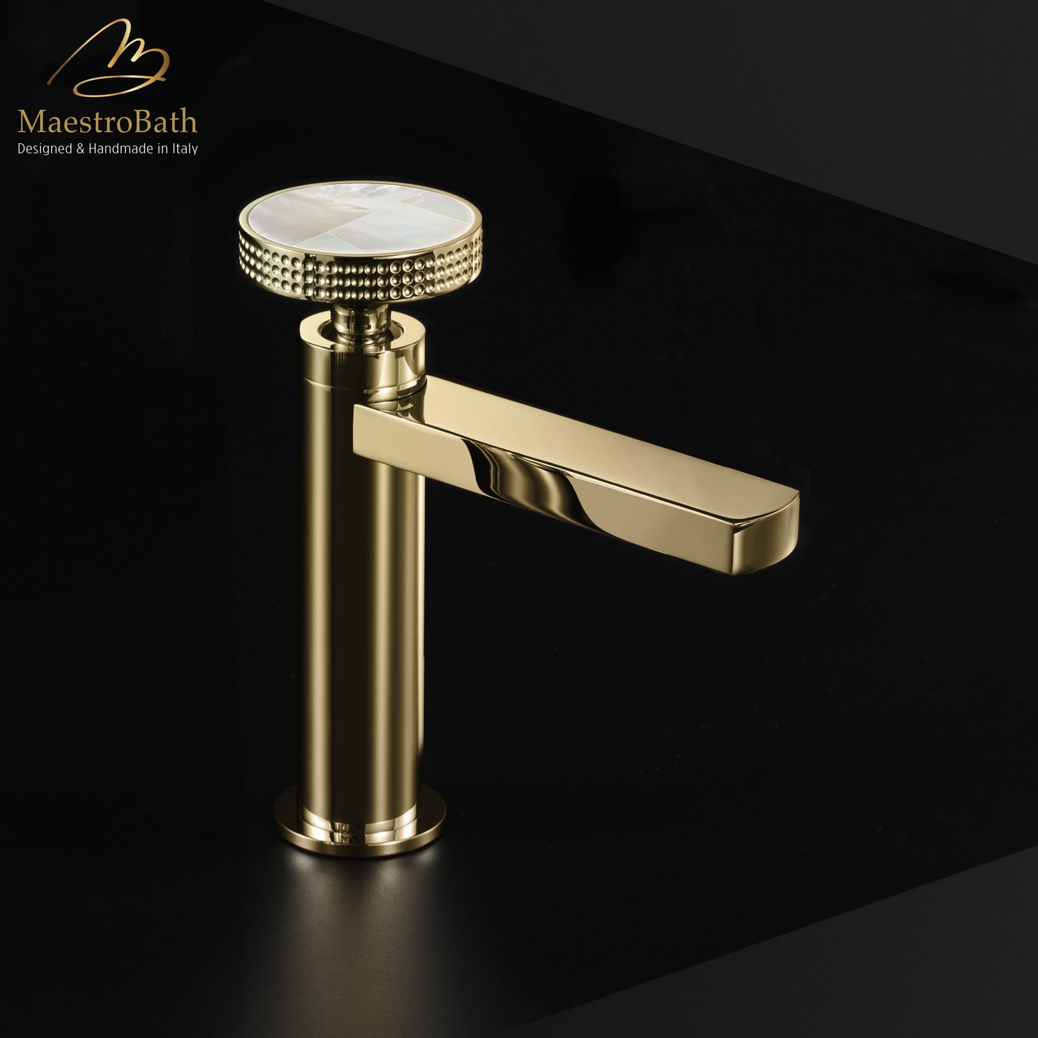 Preziosa Luxury Bathroom Faucet | Polished Gold #handles_Mother of Pearl White