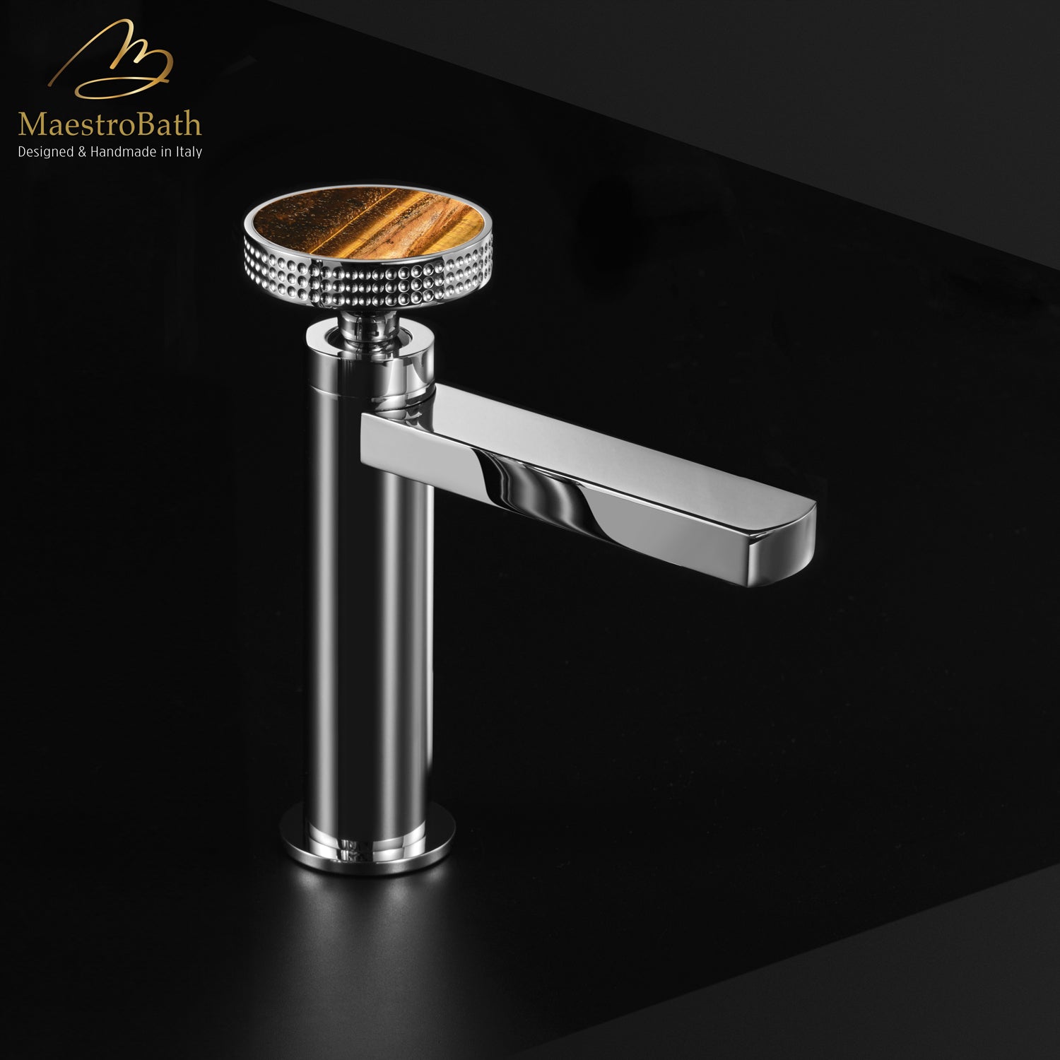 Preziosa Luxury Bathroom Faucet | Polished Chrome #handles_Tiger Eye