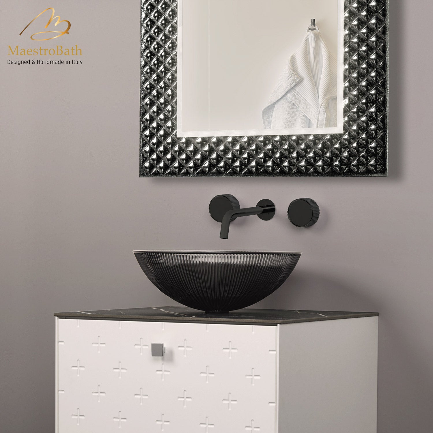 Preziosa Luxury Wall-mount Bathroom Faucet #color_Black