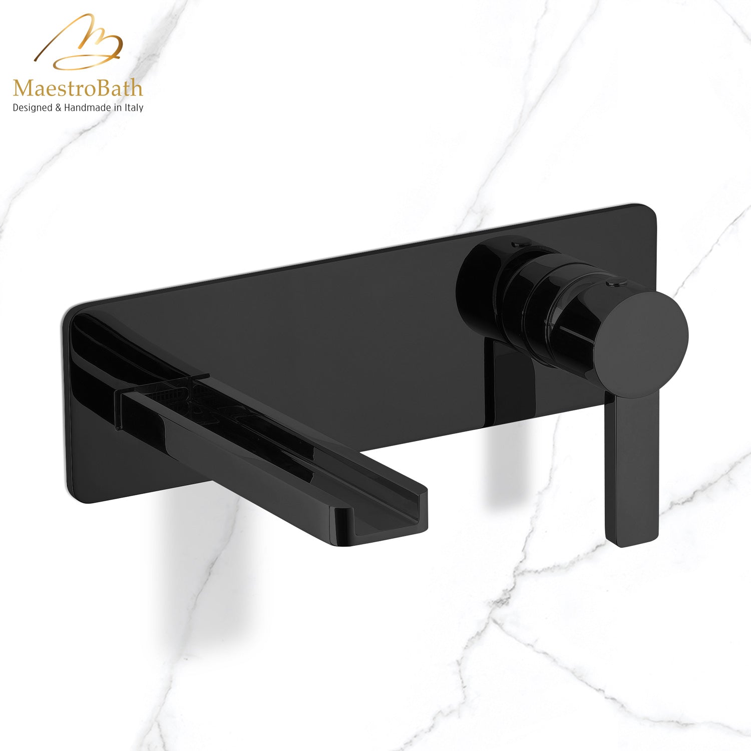 Modern Wall Mount Bathroom Faucet Aqua Black #color_black