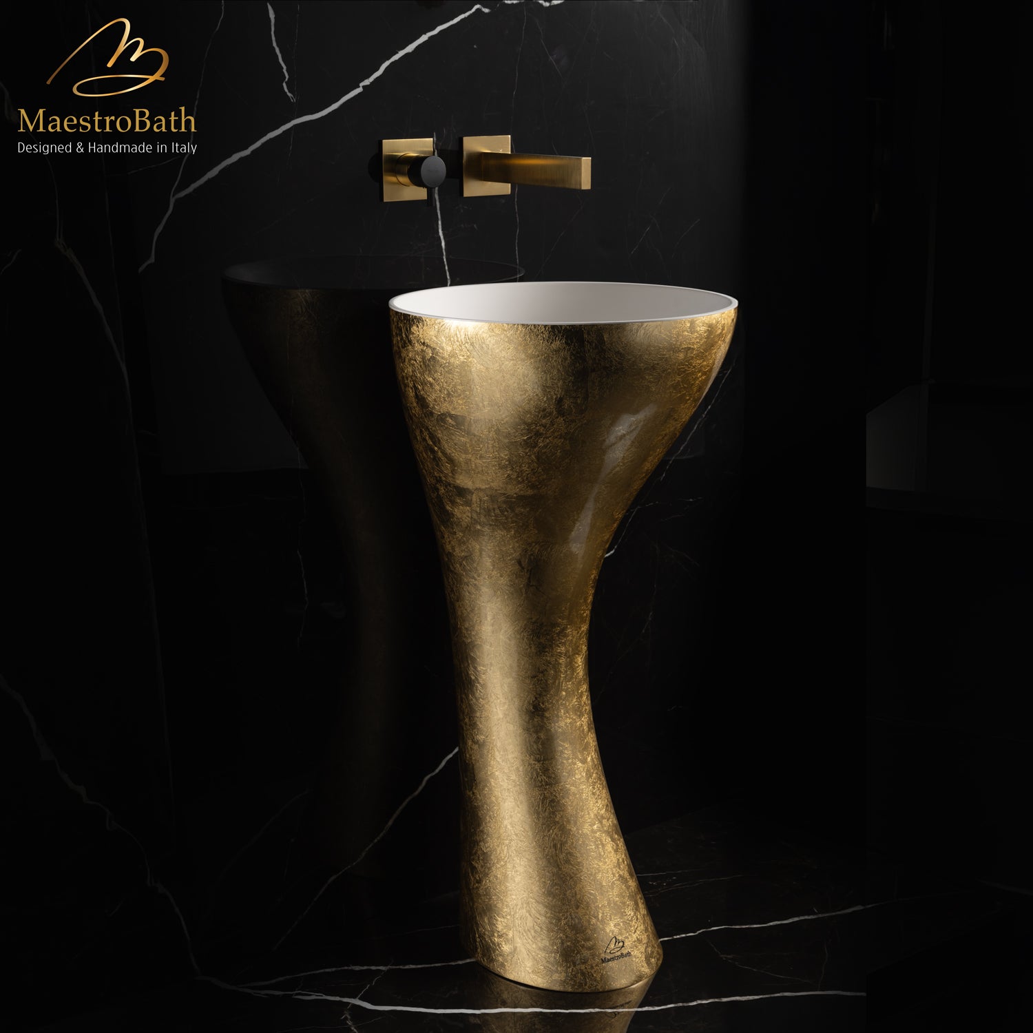 Ultra Modern Two Hole Bathroom Faucet | Brushed Gold #color_brushed gold