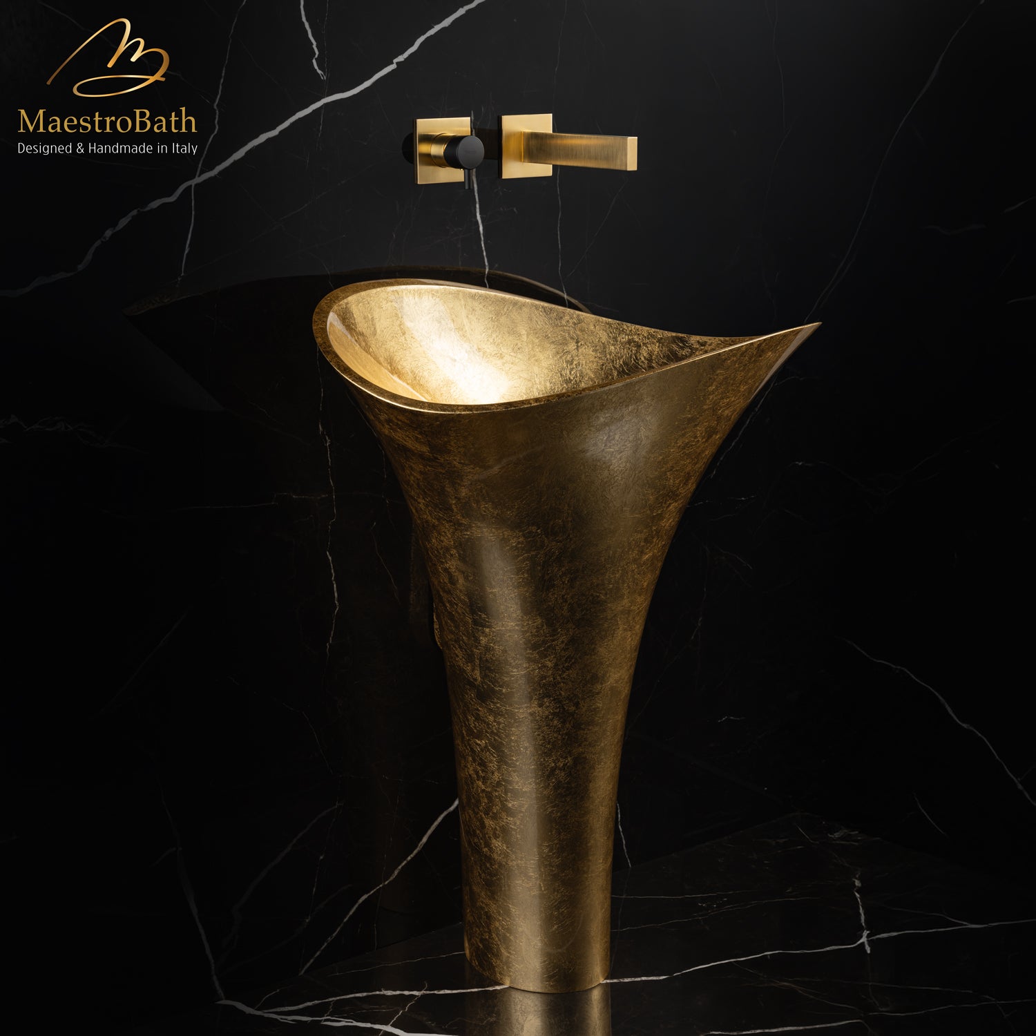 Modern Pedestal Sink Gold Leaf #color_gold leaf