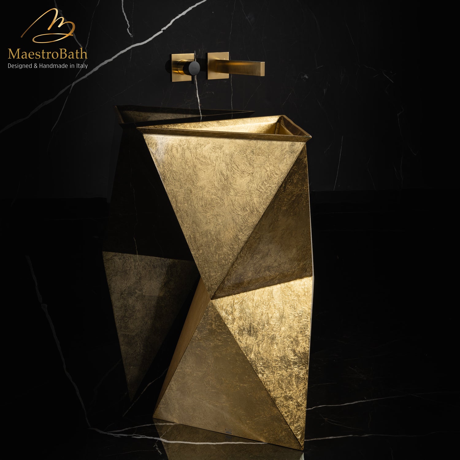 Ultra Modern Two Hole Bathroom Faucet | Brushed Gold #color_brushed gold